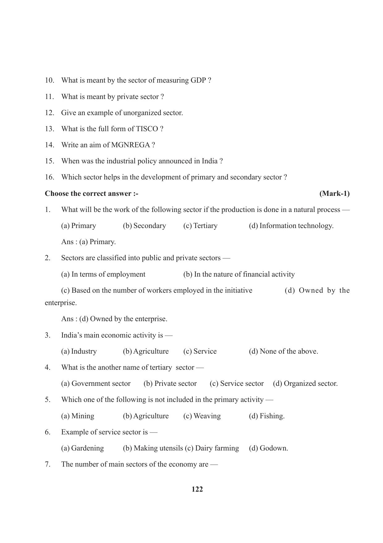 Tripura Board Class 10 Social Science English Version Workbooks - Page 122