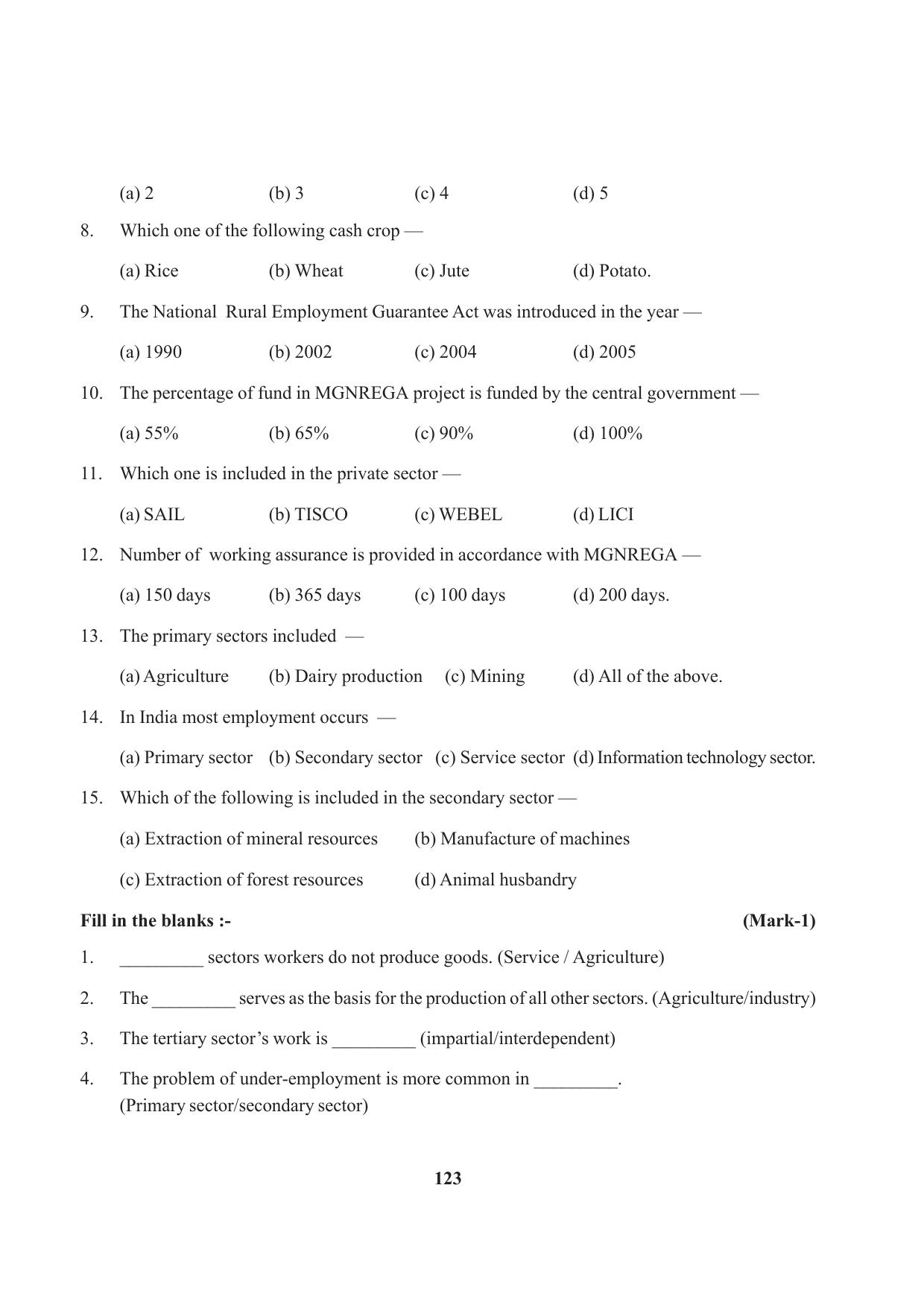 Tripura Board Class 10 Social Science English Version Workbooks - Page 123