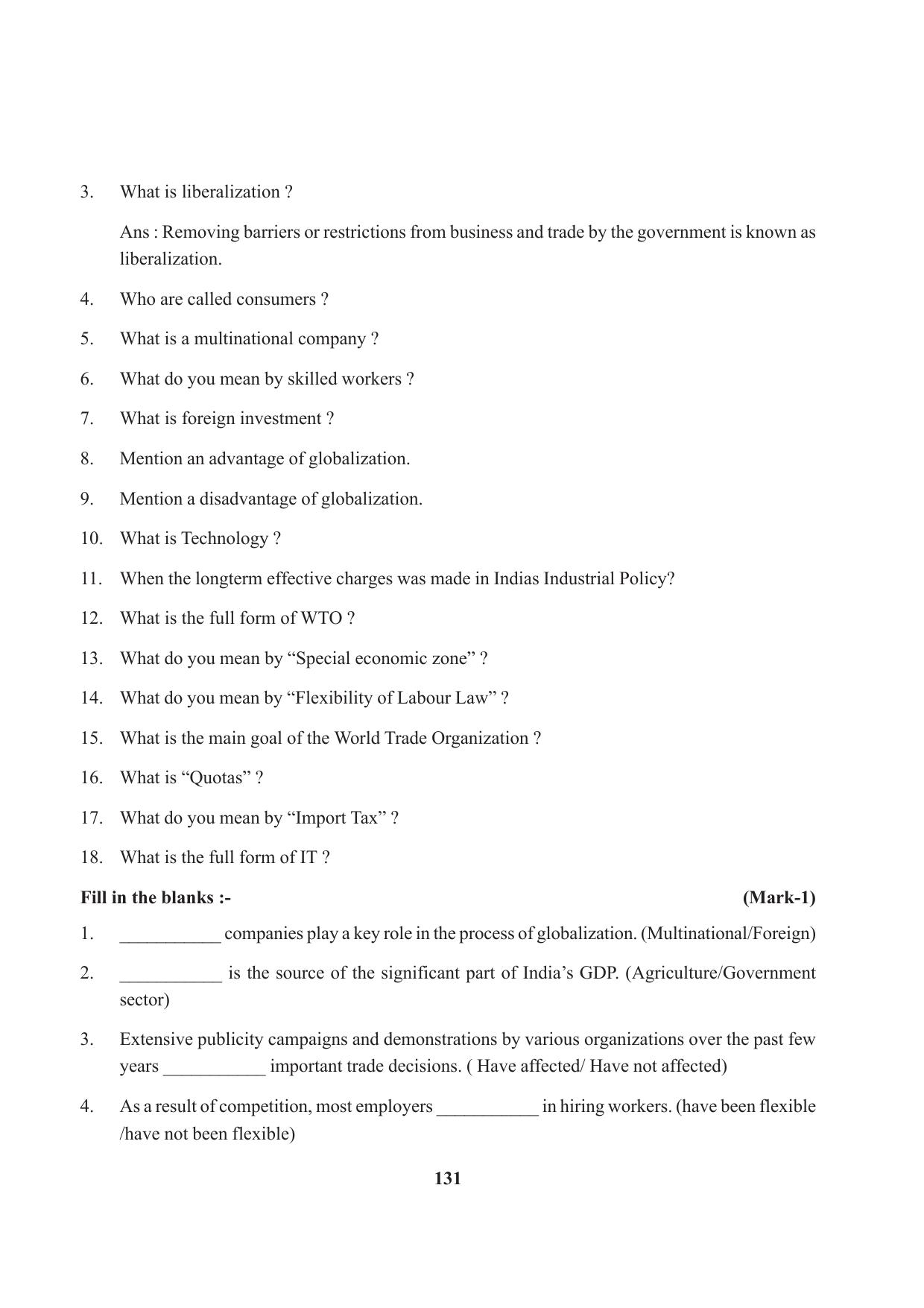 Tripura Board Class 10 Social Science English Version Workbooks - Page 131