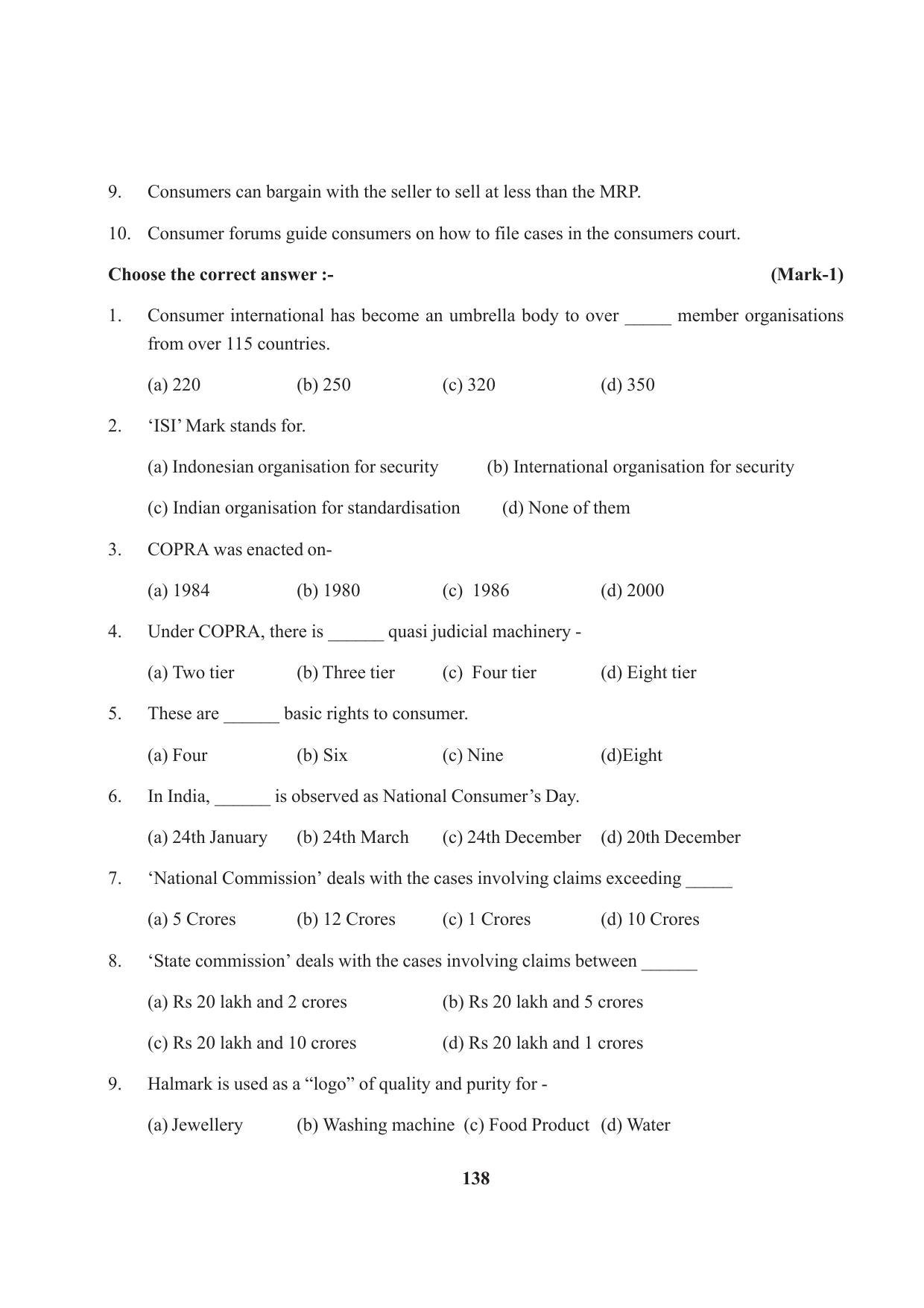 Tripura Board Class 10 Social Science English Version Workbooks - Page 138