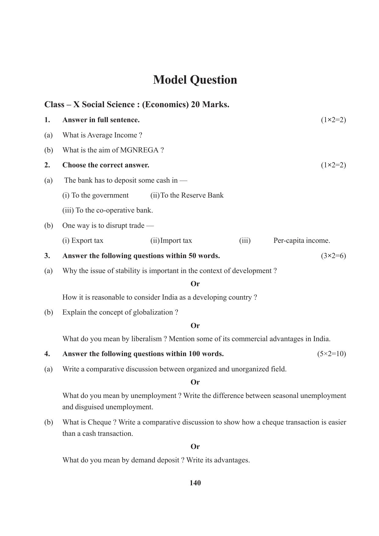 Tripura Board Class 10 Social Science English Version Workbooks - Page 140