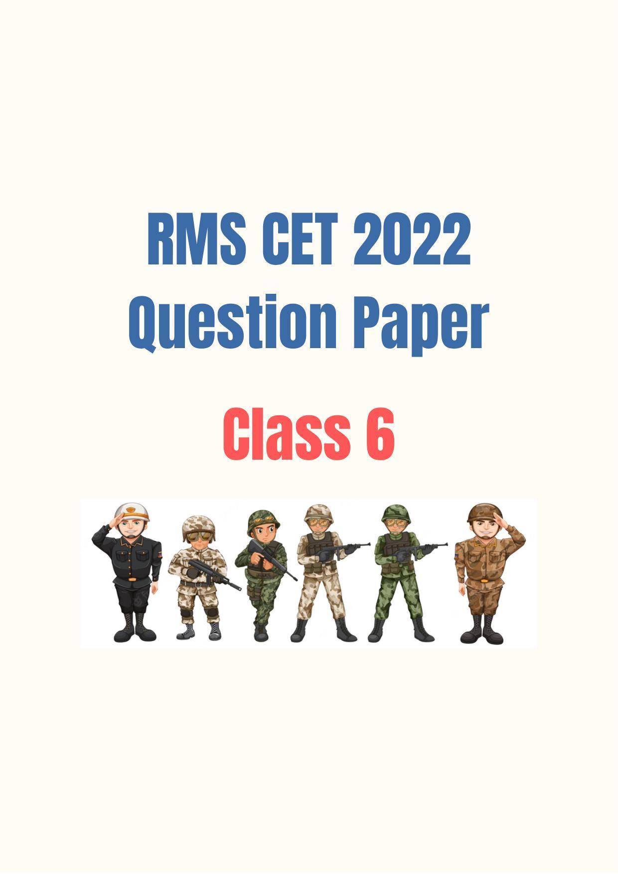 Rashtriya Military School RMS CET 2022 Class 6 Question Paper - Page 1