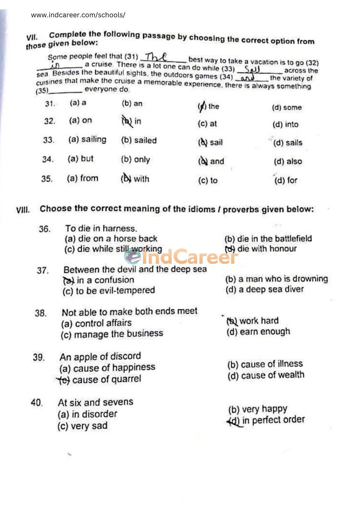 Rashtriya Military School RMS CET 2022 Class 6 Question Paper - Page 5