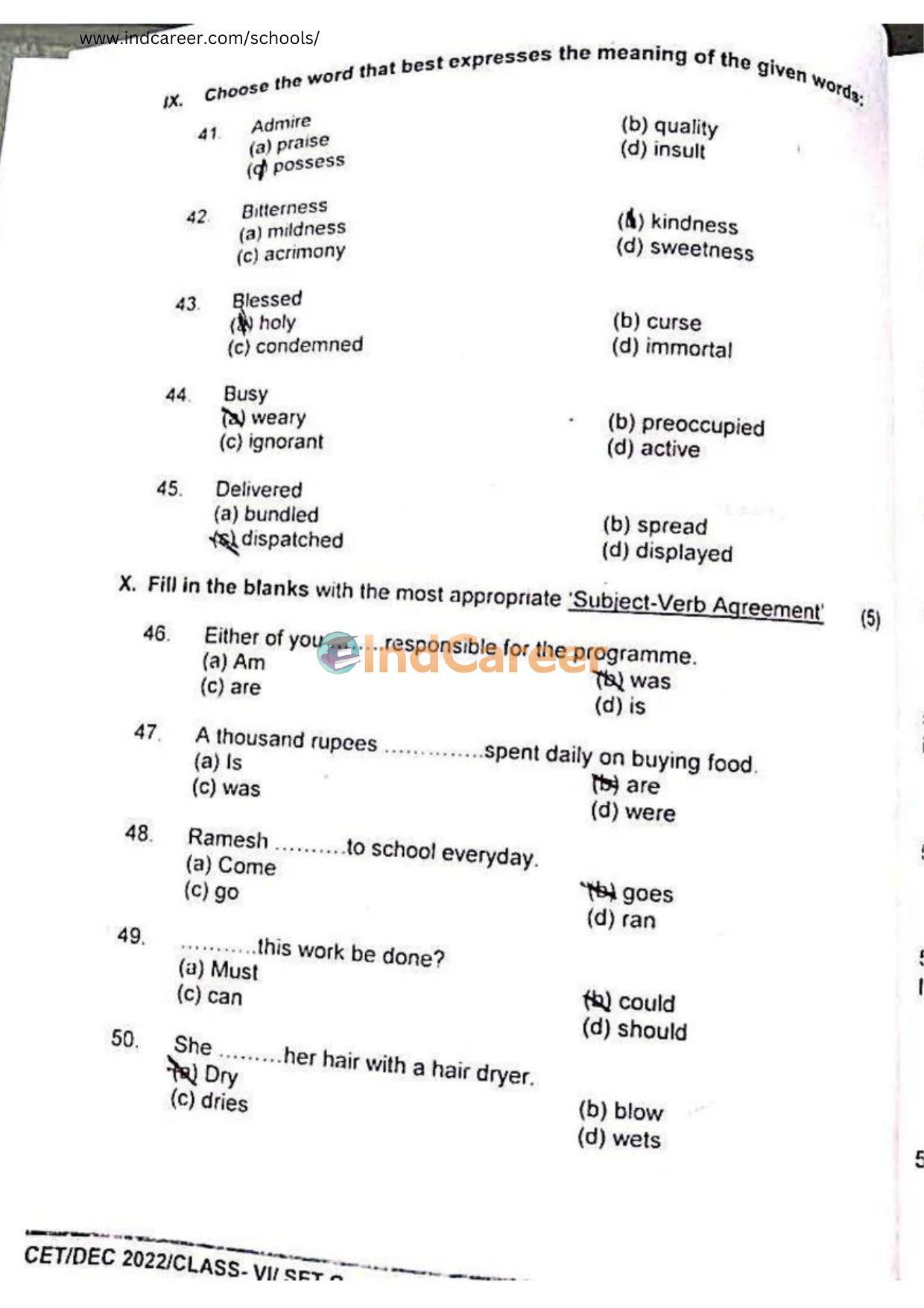 Rashtriya Military School RMS CET 2022 Class 6 Question Paper - Page 6