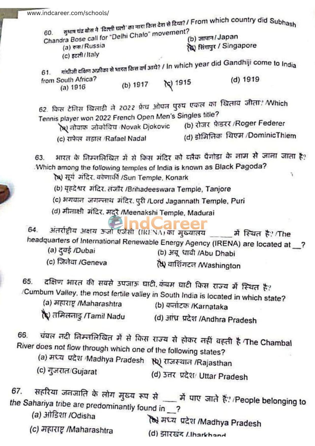 Rashtriya Military School RMS CET 2022 Class 6 Question Paper - Page 8
