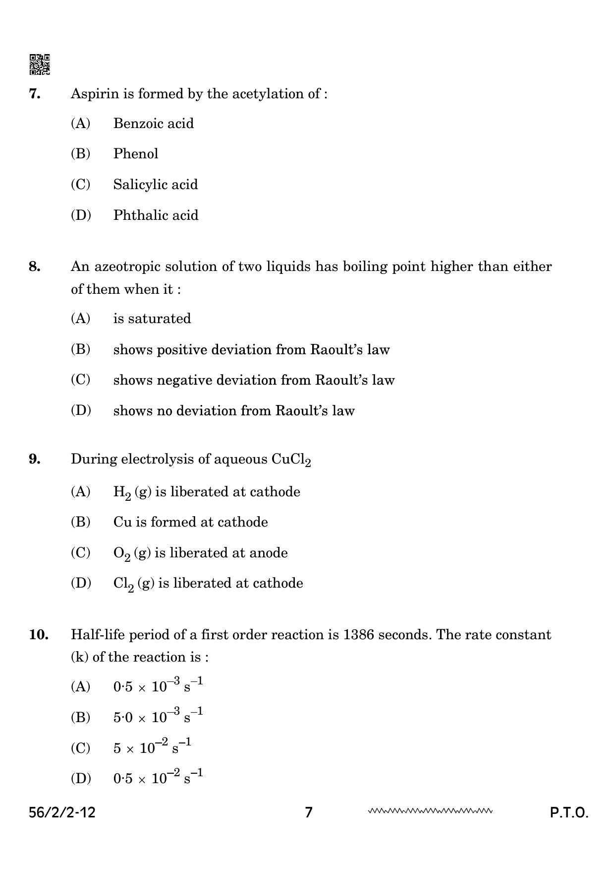CBSE Class 12 56-2-2 Chemistry 2024 Question Paper - Page 7