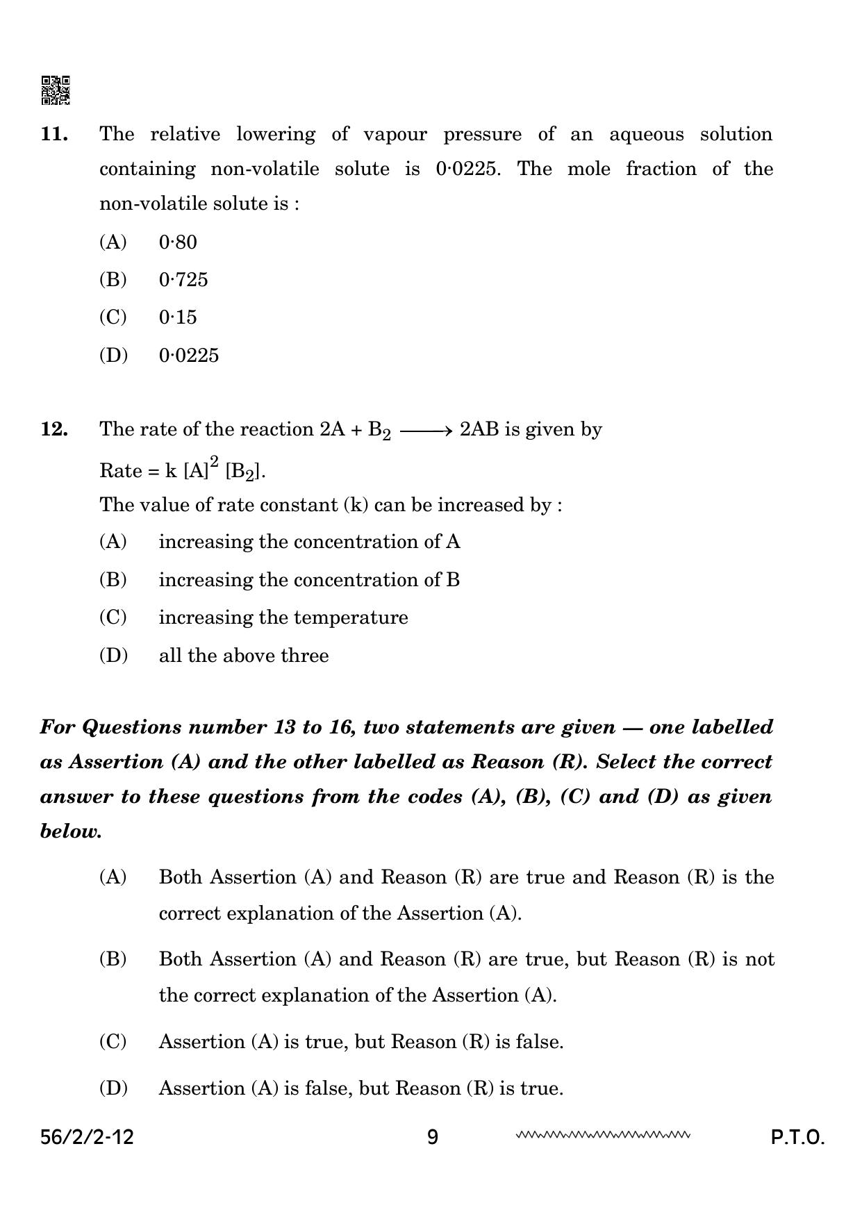 CBSE Class 12 56-2-2 Chemistry 2024 Question Paper - Page 9