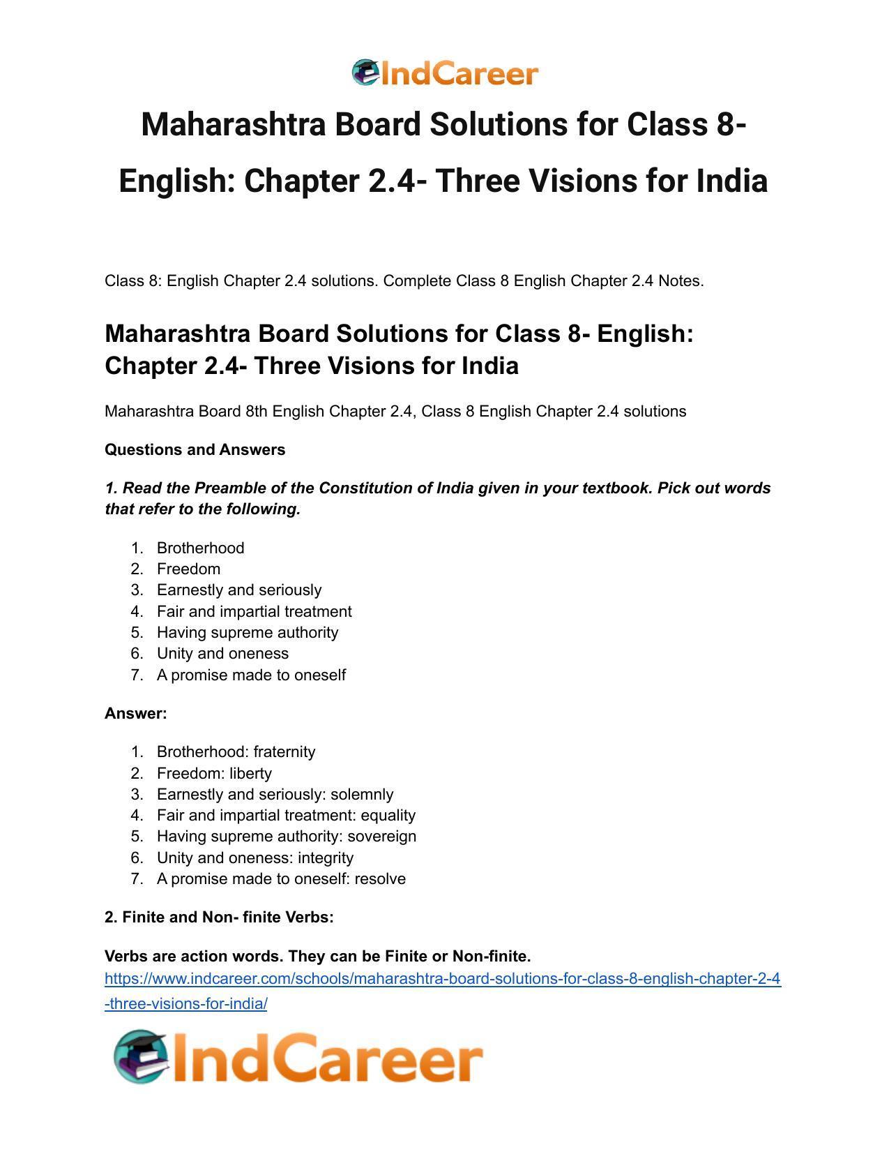 Maharashtra Board Solutions for Class 8- English: Chapter 2.4- Three Visions for India - Page 2