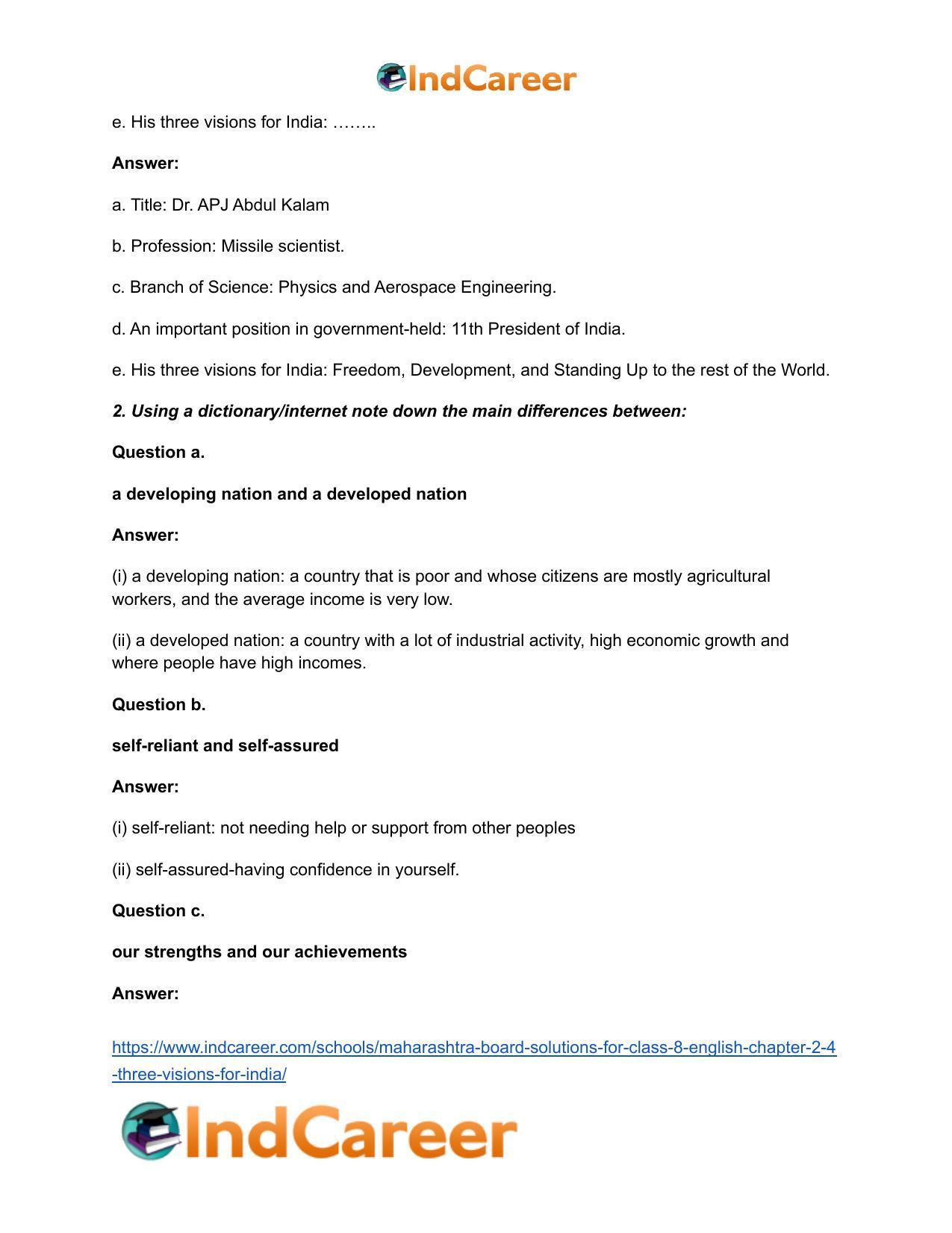 Maharashtra Board Solutions for Class 8- English: Chapter 2.4- Three Visions for India - Page 4