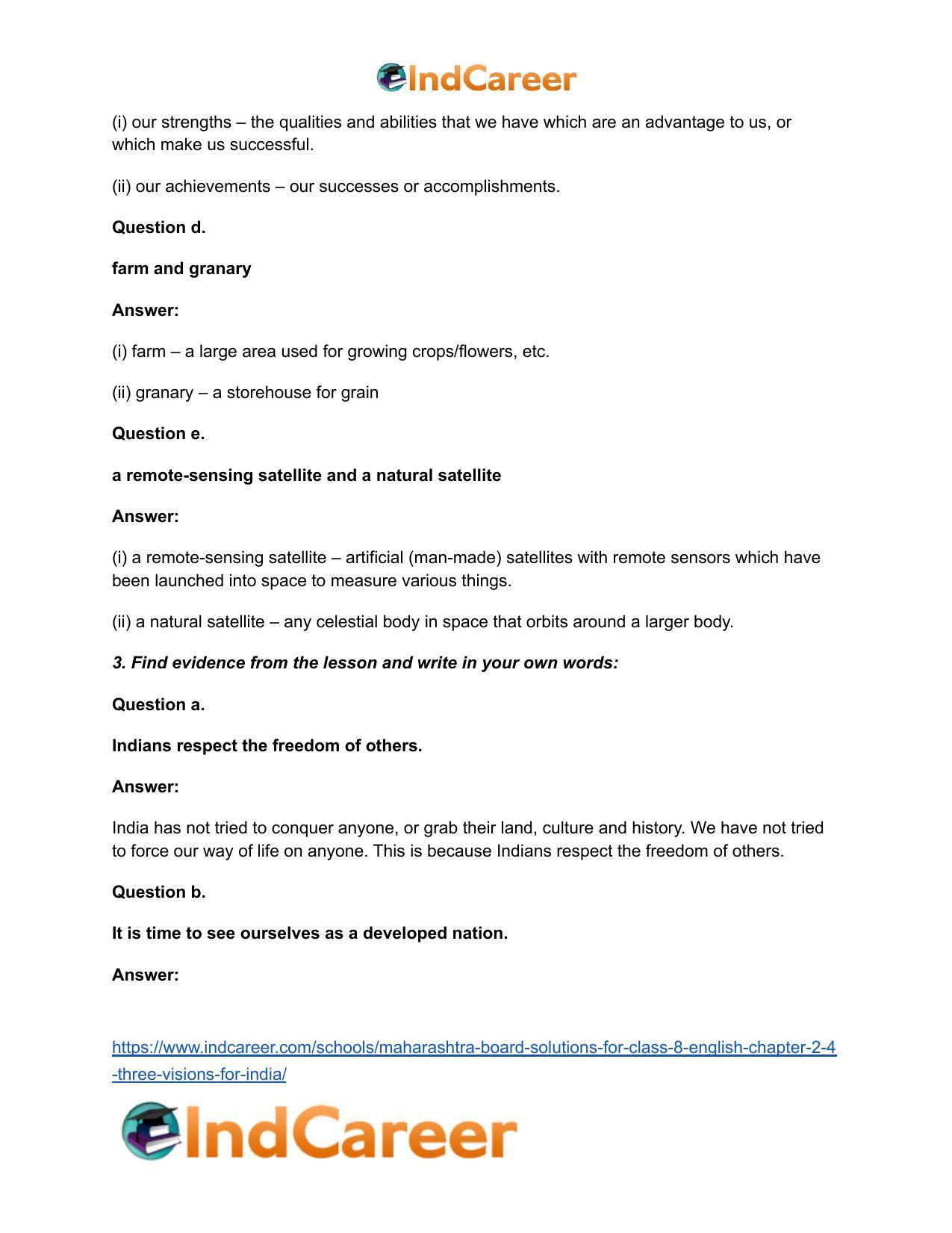 Maharashtra Board Solutions for Class 8- English: Chapter 2.4- Three Visions for India - Page 5