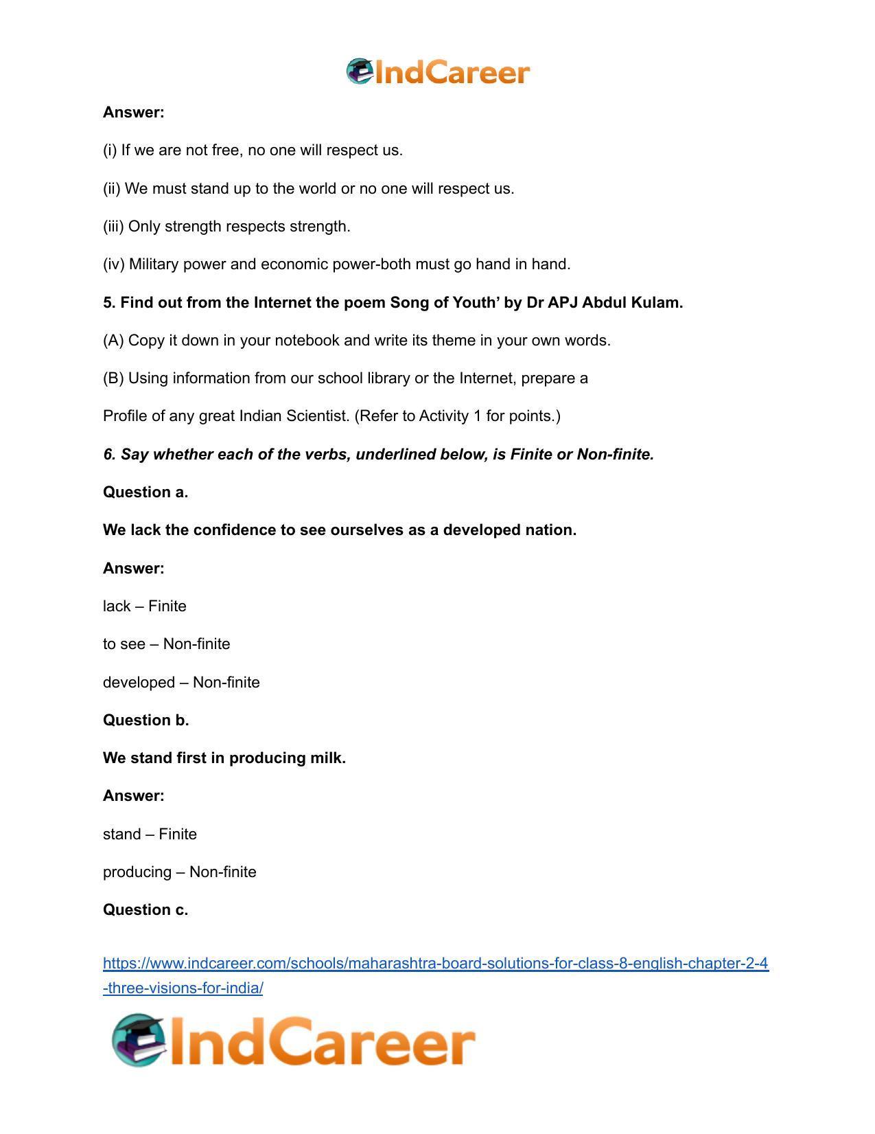 Maharashtra Board Solutions for Class 8- English: Chapter 2.4- Three Visions for India - Page 7