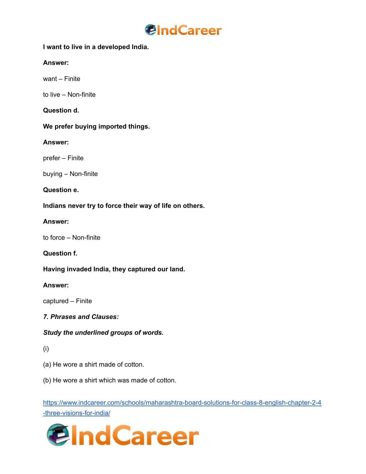 Maharashtra Board Solutions for Class 8- English: Chapter 2.4- Three Visions for India - Page 8