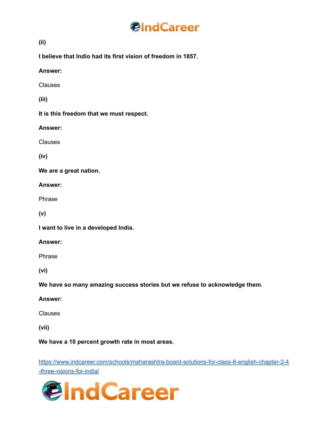 Maharashtra Board Solutions for Class 8- English: Chapter 2.4- Three Visions for India - Page 10