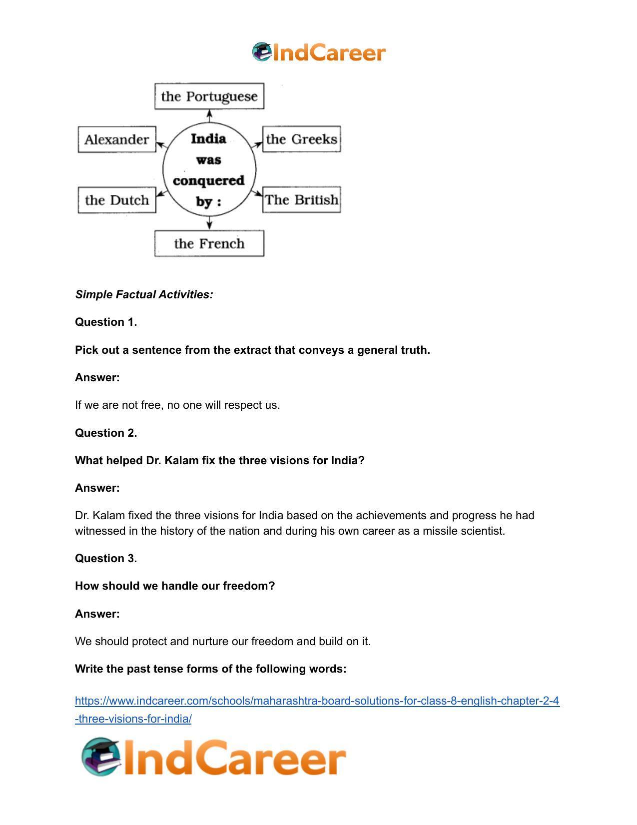 Maharashtra Board Solutions for Class 8- English: Chapter 2.4- Three Visions for India - Page 13
