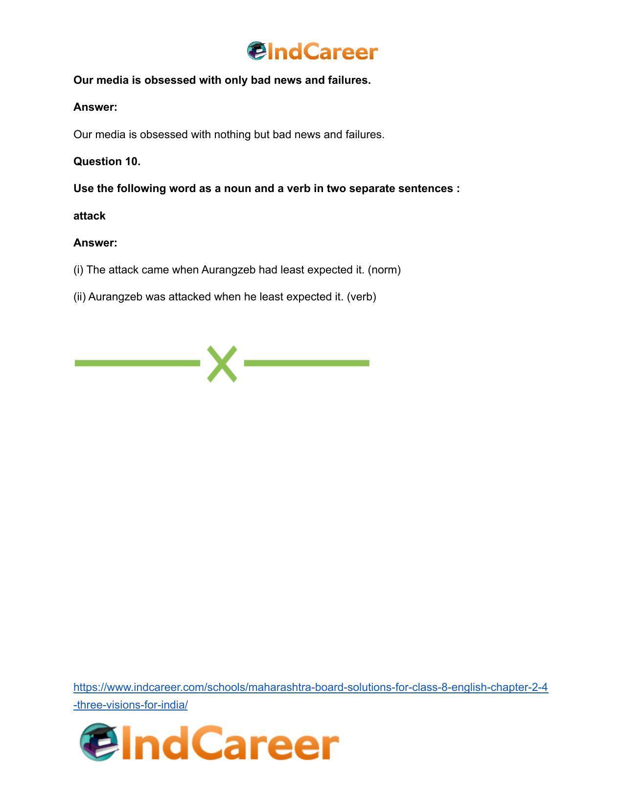 Maharashtra Board Solutions for Class 8- English: Chapter 2.4- Three Visions for India - Page 19