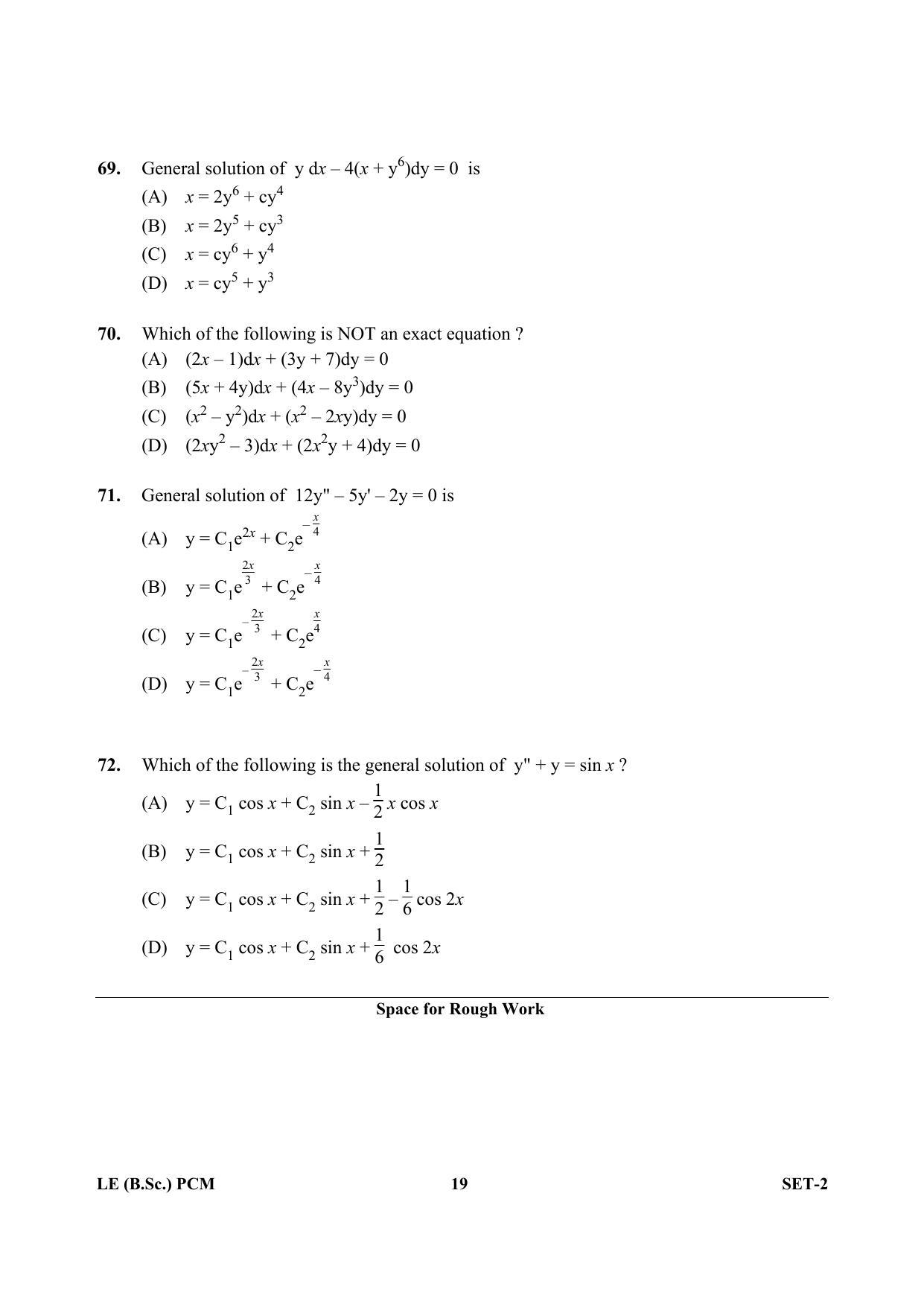 OJEE 2013 LE B.Sc PCM Set 2 Question Paper - Page 18