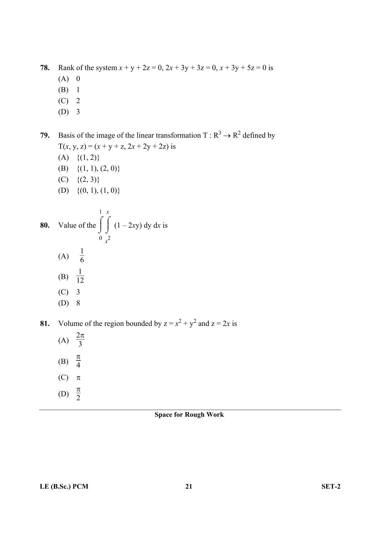 OJEE 2013 LE B.Sc PCM Set 2 Question Paper - Page 20