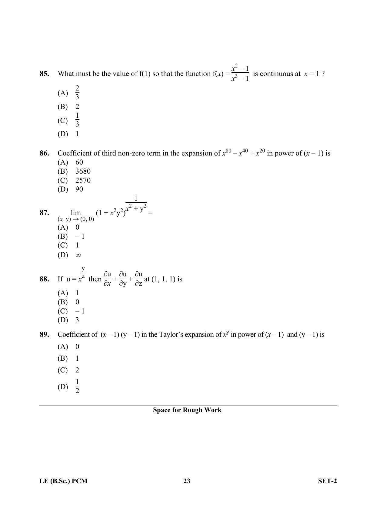 OJEE 2013 LE B.Sc PCM Set 2 Question Paper - Page 22
