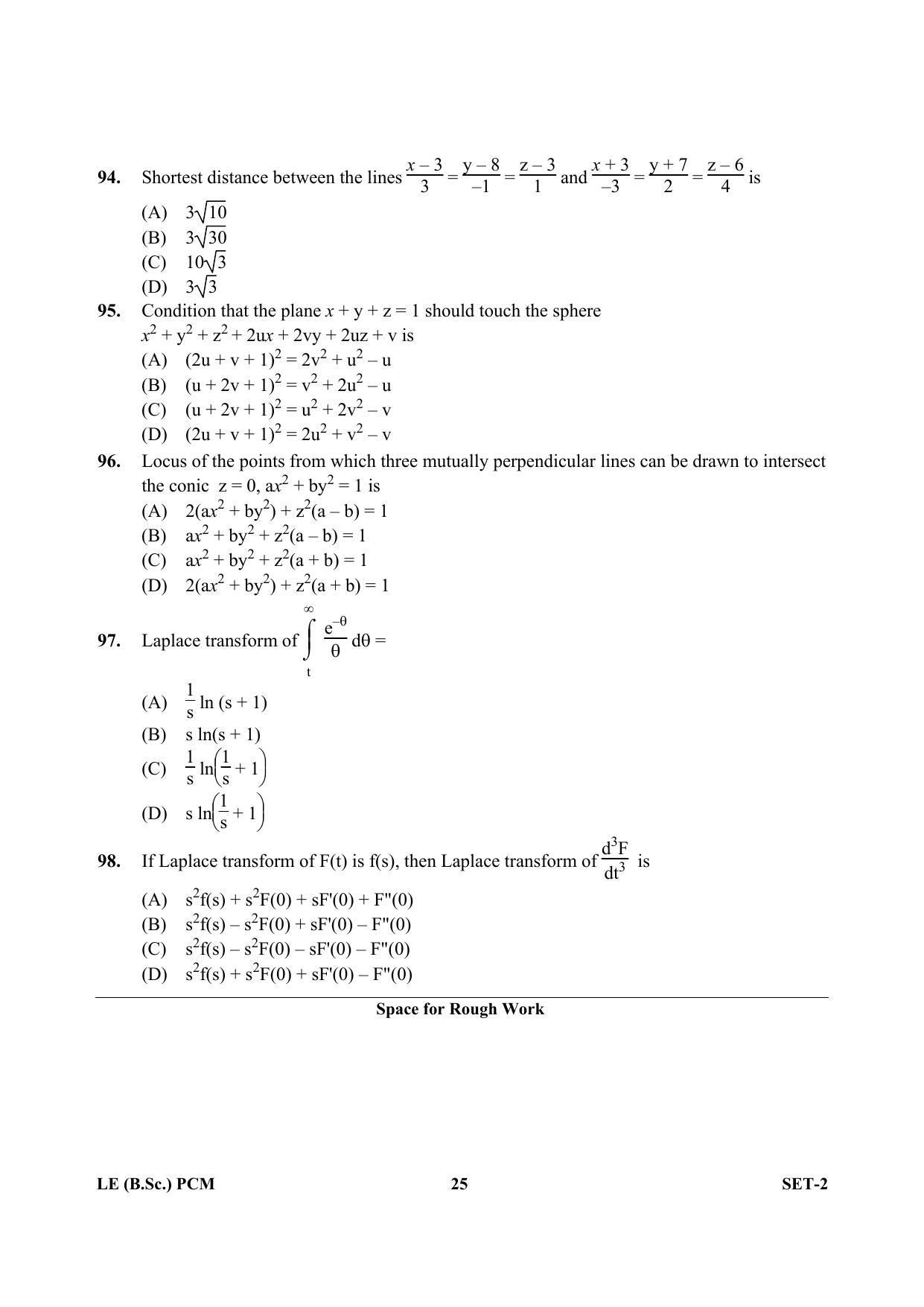 OJEE 2013 LE B.Sc PCM Set 2 Question Paper - Page 24