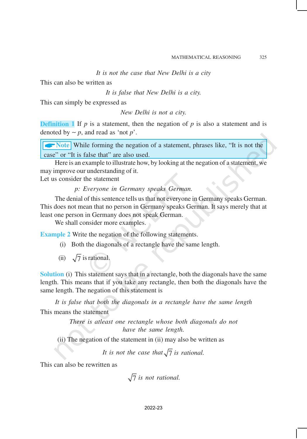 NCERT Book for Class 11 Maths Chapter 14 Mathematical Reasoning - Page 5