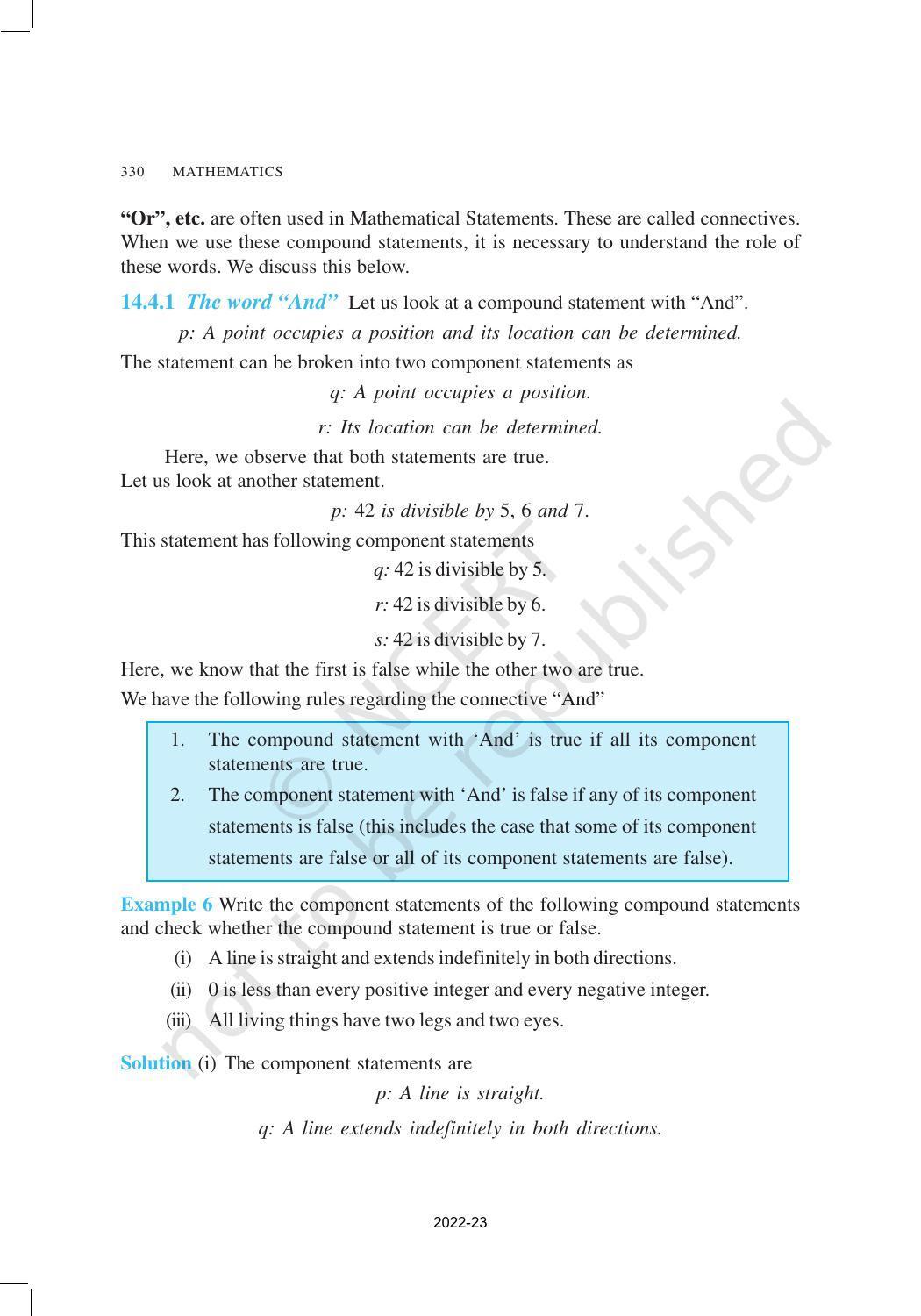 NCERT Book for Class 11 Maths Chapter 14 Mathematical Reasoning - Page 10