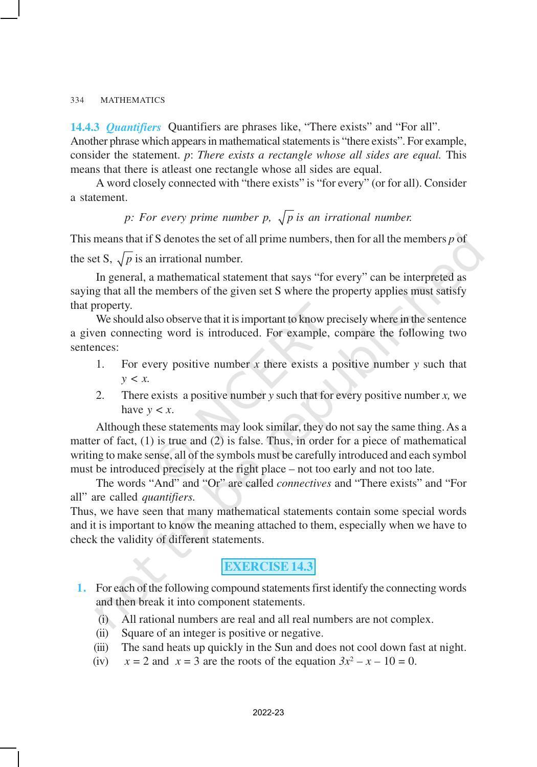 NCERT Book for Class 11 Maths Chapter 14 Mathematical Reasoning - Page 14