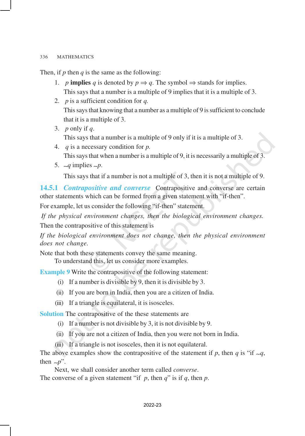NCERT Book for Class 11 Maths Chapter 14 Mathematical Reasoning - Page 16
