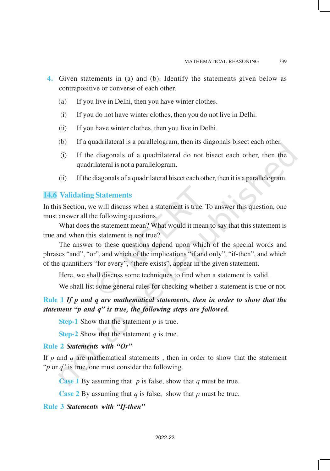 NCERT Book for Class 11 Maths Chapter 14 Mathematical Reasoning - Page 19