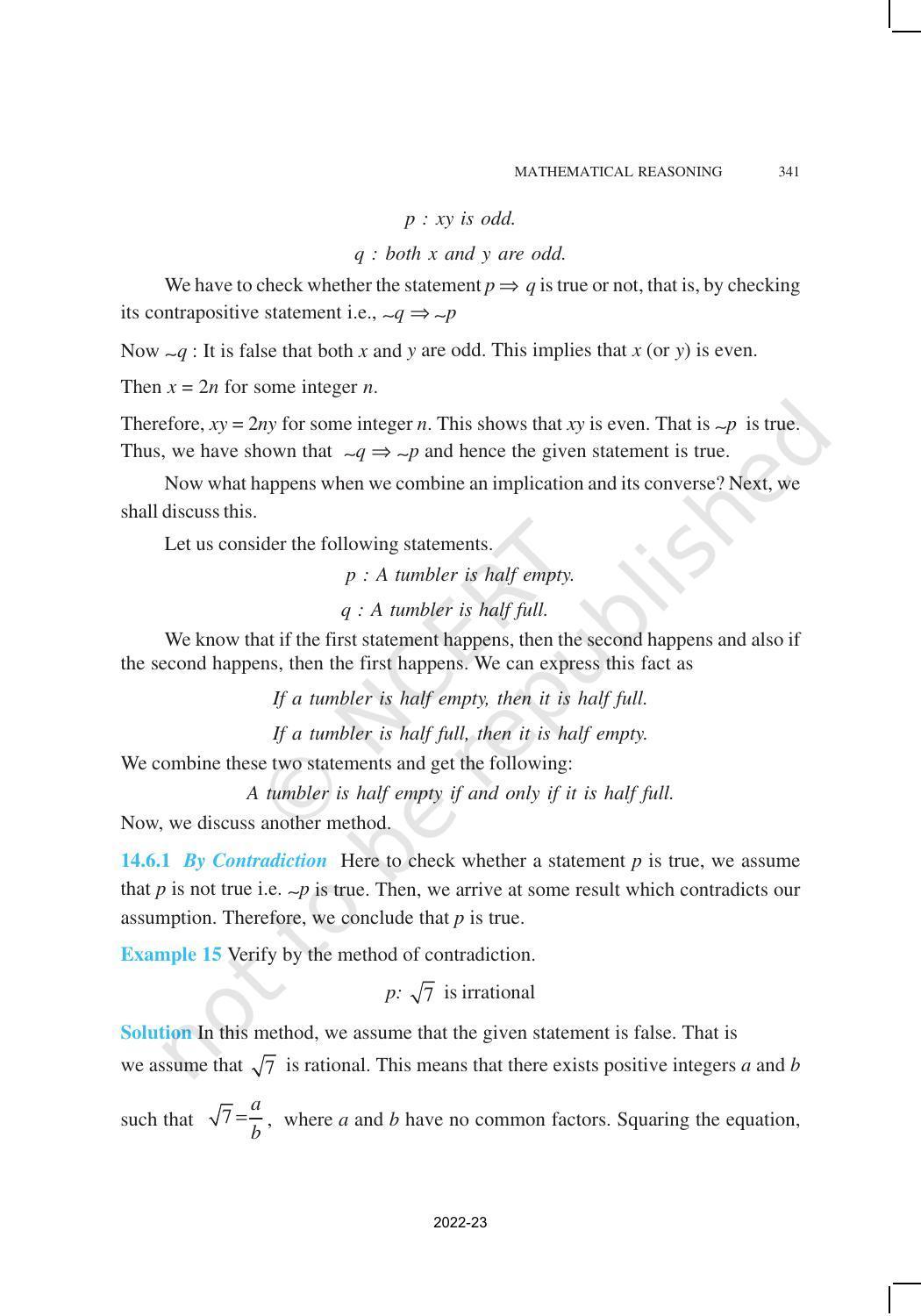 NCERT Book for Class 11 Maths Chapter 14 Mathematical Reasoning - Page 21