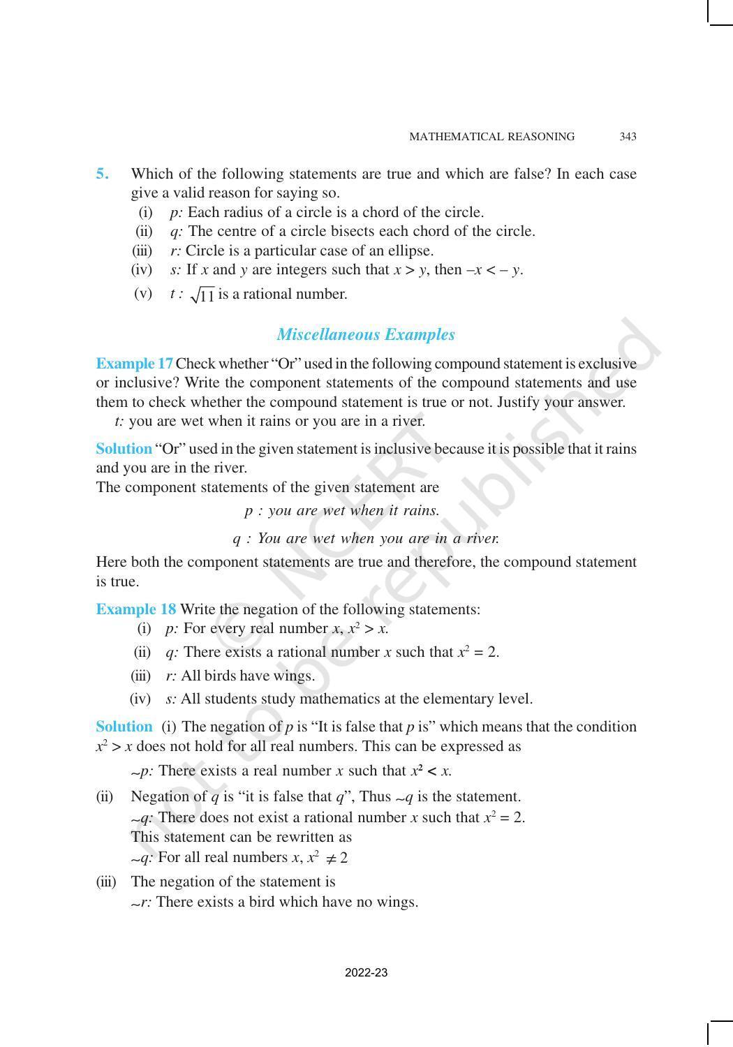 NCERT Book for Class 11 Maths Chapter 14 Mathematical Reasoning - Page 23
