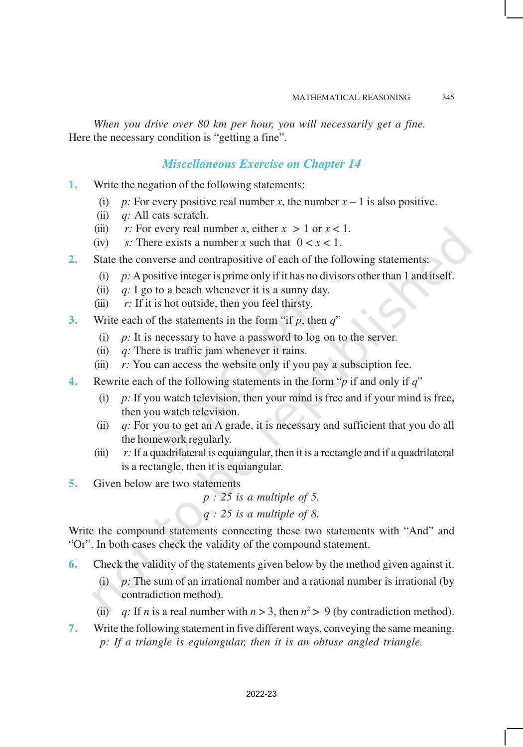 NCERT Book for Class 11 Maths Chapter 14 Mathematical Reasoning - Page 25