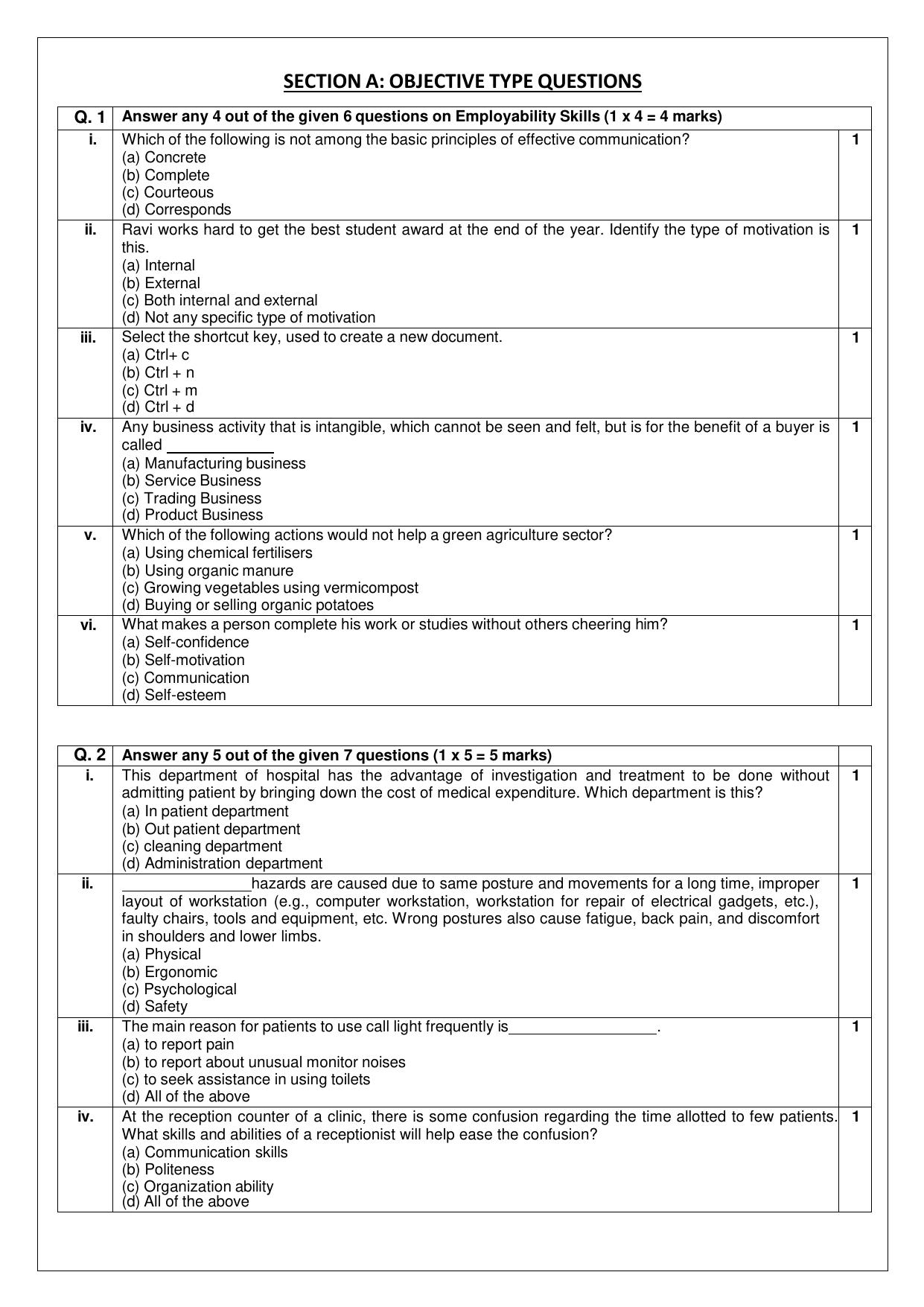 CBSE Class 11: Health Care 2025 Sample Paper - Page 3