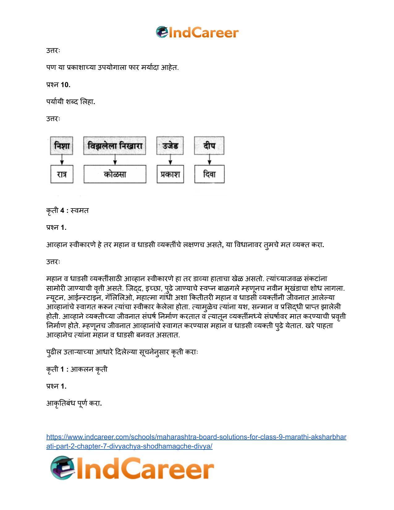 Maharashtra Board Solutions for Class 9- Marathi Aksharbharati (Part- 2): Chapter 7- दिव्याच्या शोधामागचे दिव्य - Page 30