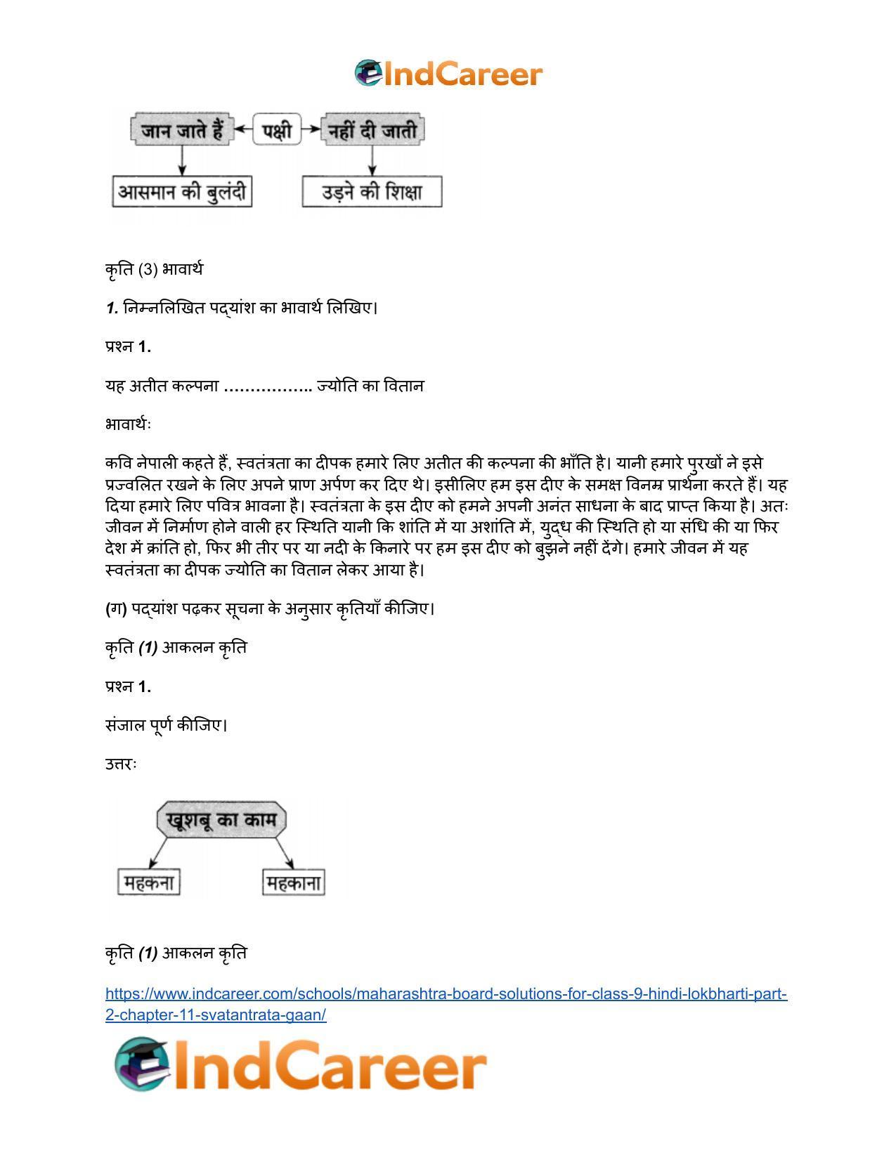 Maharashtra Board Solutions for Class 9- Hindi Lokbharti (Part 2): Chapter 11- स्वतंत्रता गान - Page 17