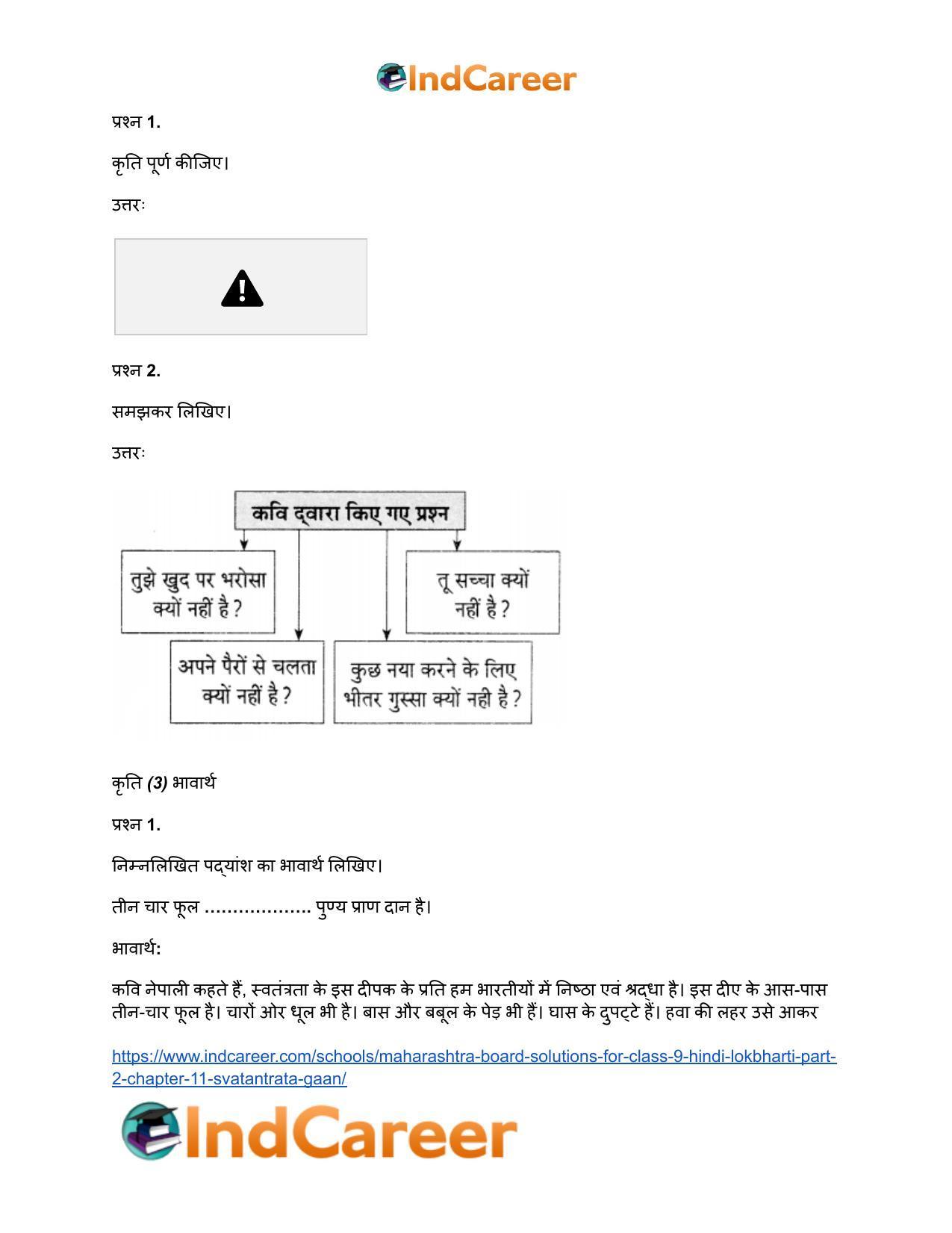 Maharashtra Board Solutions for Class 9- Hindi Lokbharti (Part 2): Chapter 11- स्वतंत्रता गान - Page 18