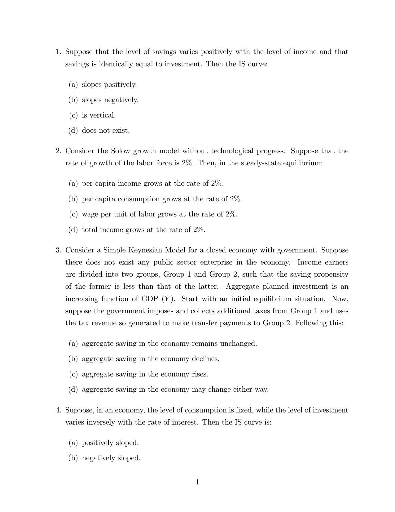 ISI Admission Test M.S.(QE) PEA 2018 Sample Paper - Page 1