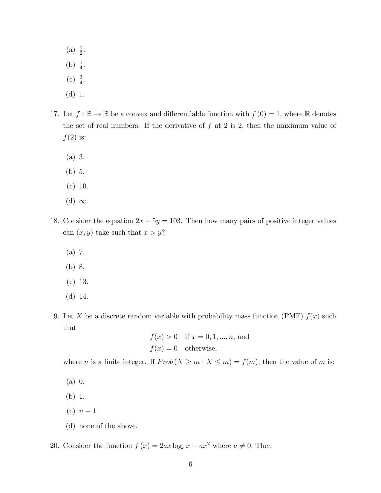 ISI Admission Test M.S.(QE) PEA 2018 Sample Paper - Page 6