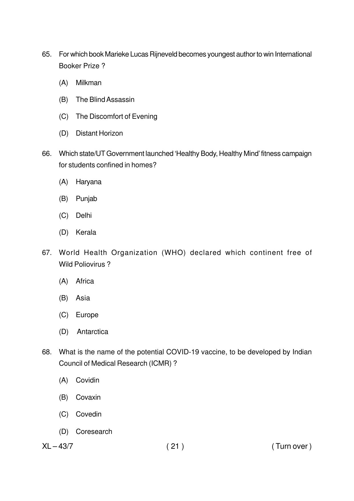 Odisha CPET IRPM PMIR 2020 Question Paper - Page 21