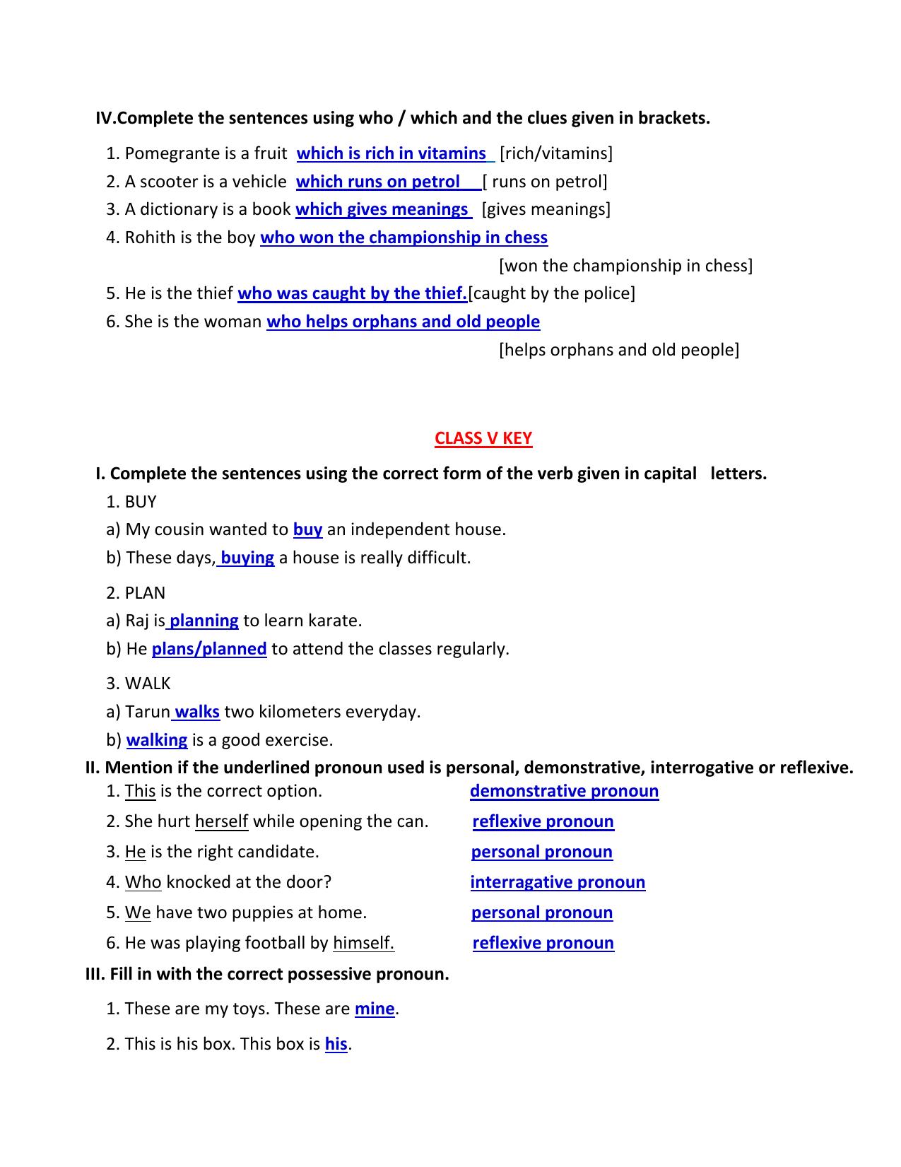 Worksheet for Class 4 English Assignment 105 - Page 2