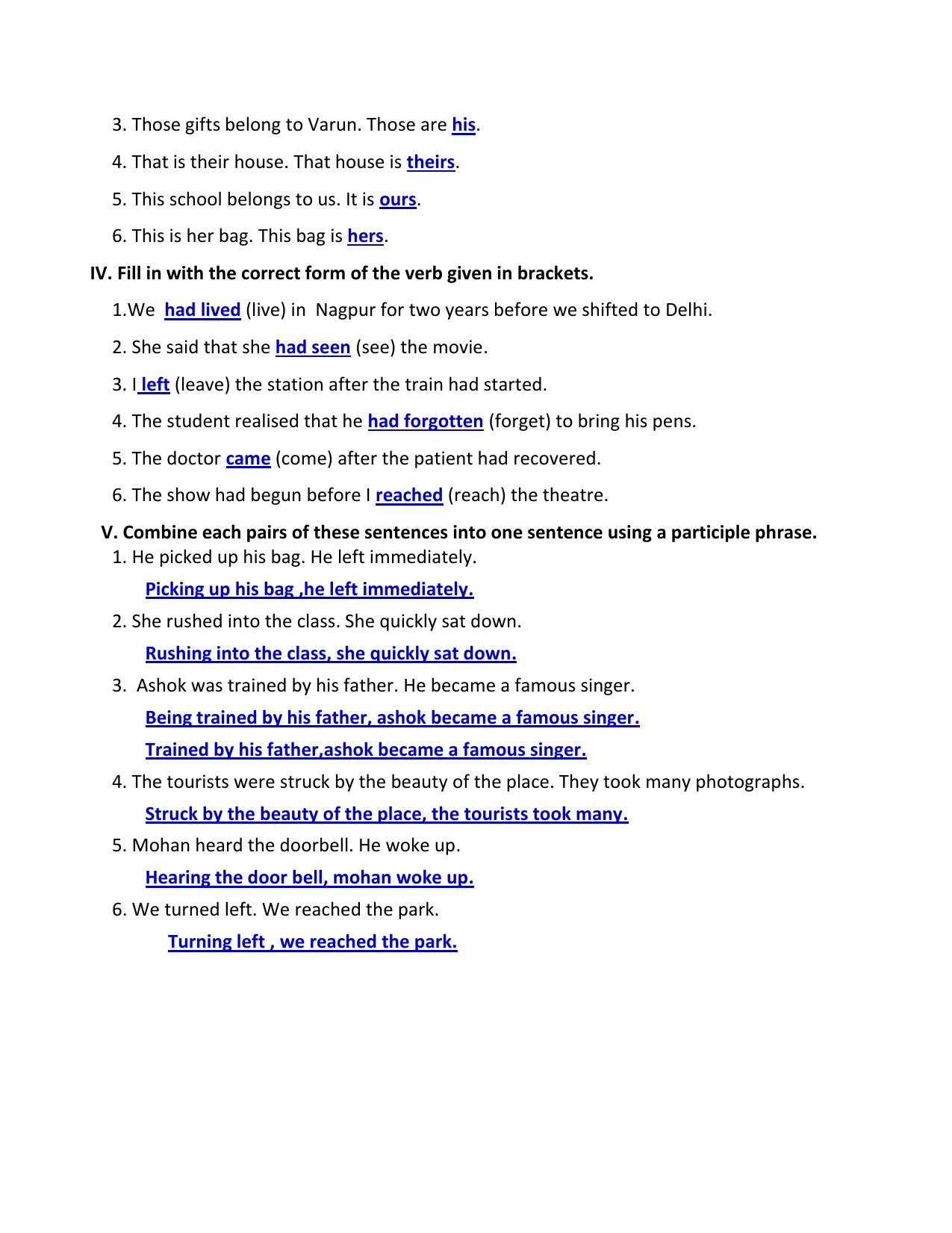Worksheet for Class 4 English Assignment 105 - Page 3