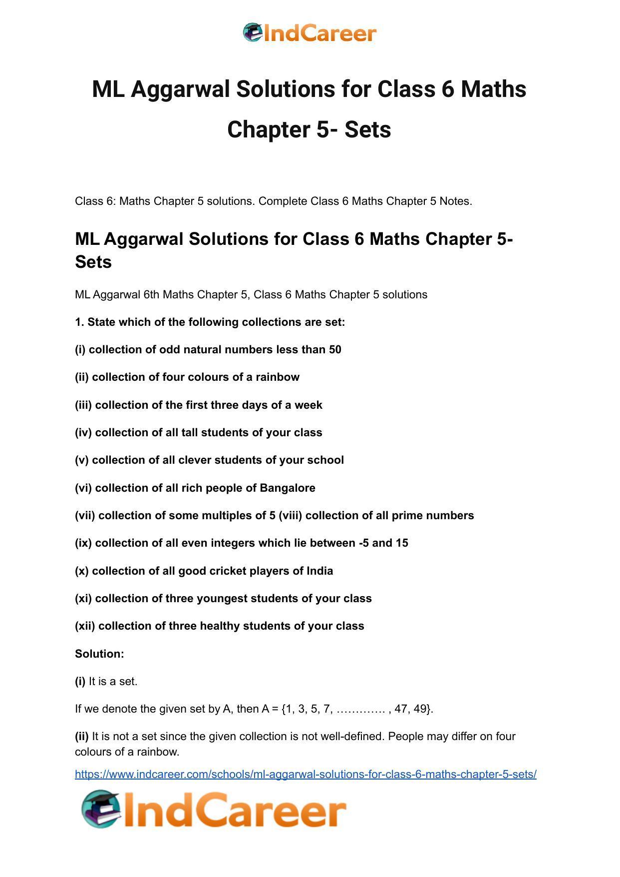 ML Aggarwal Solutions for Class 6 Maths Chapter 5- Sets - Page 2