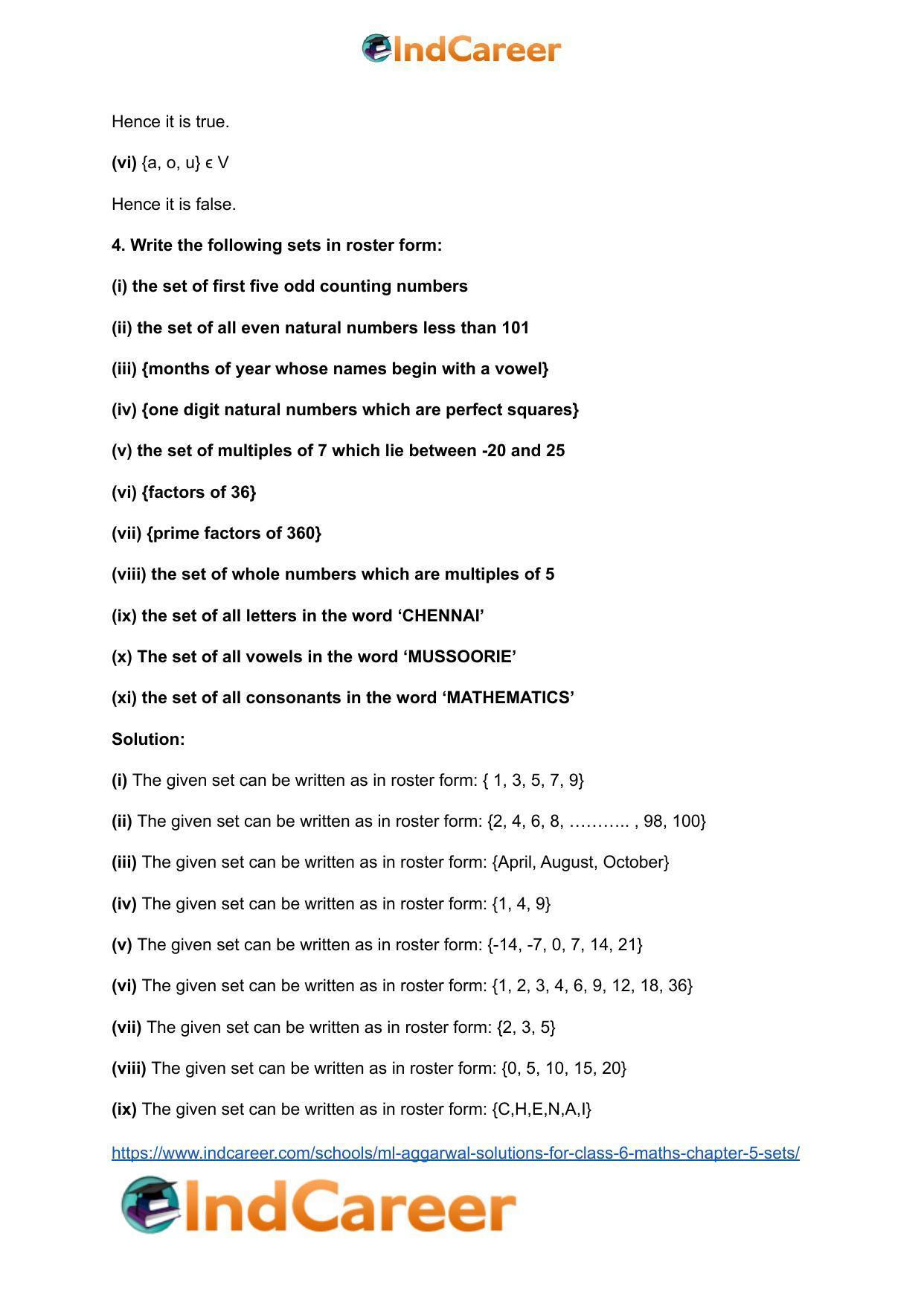 ML Aggarwal Solutions for Class 6 Maths Chapter 5- Sets - Page 5
