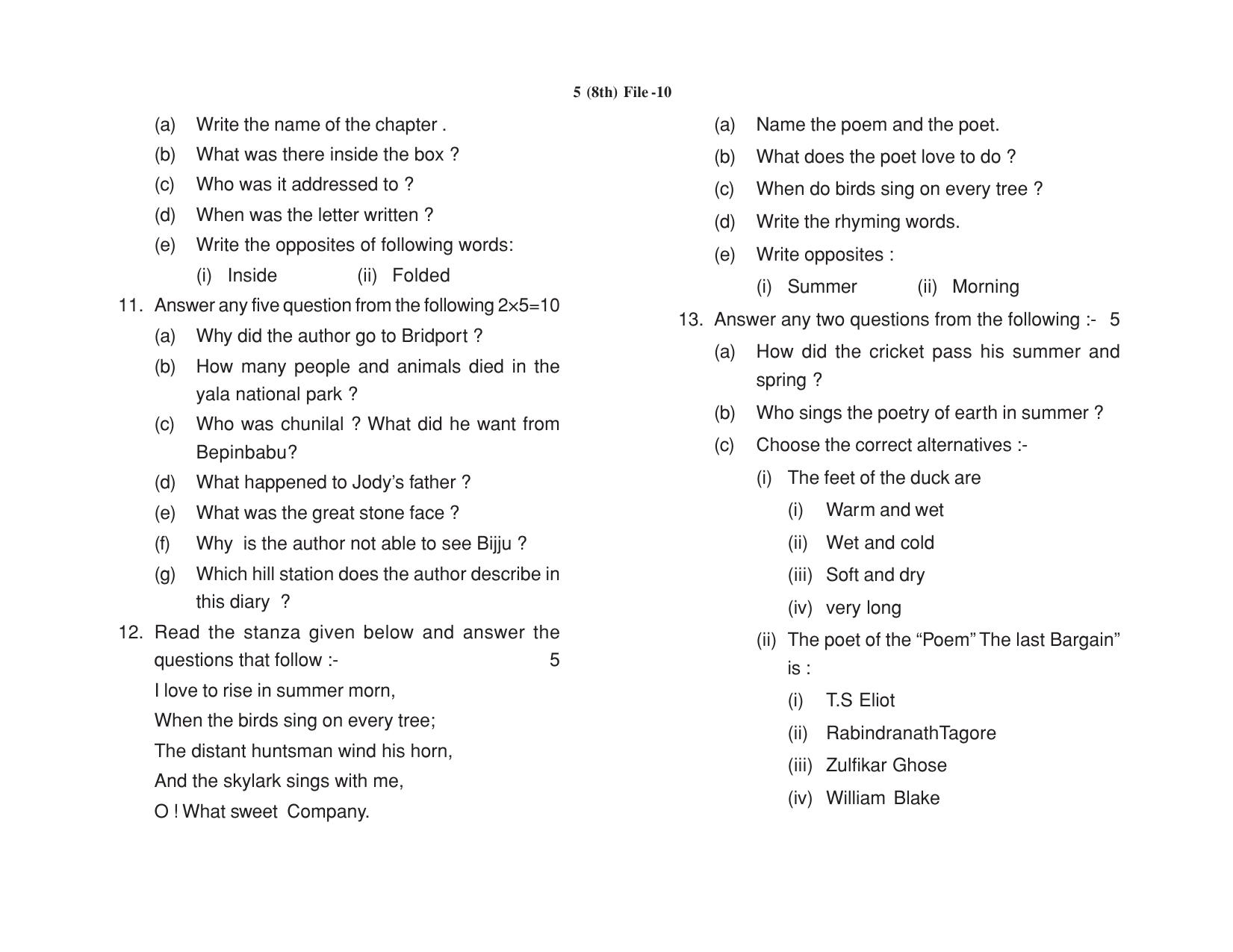 HPBOSE Class 8th English Sample Question Papers 2023 - Page 5