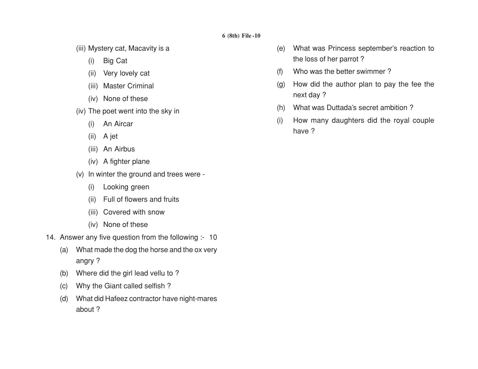 HPBOSE Class 8th English Sample Question Papers 2023 - Page 6
