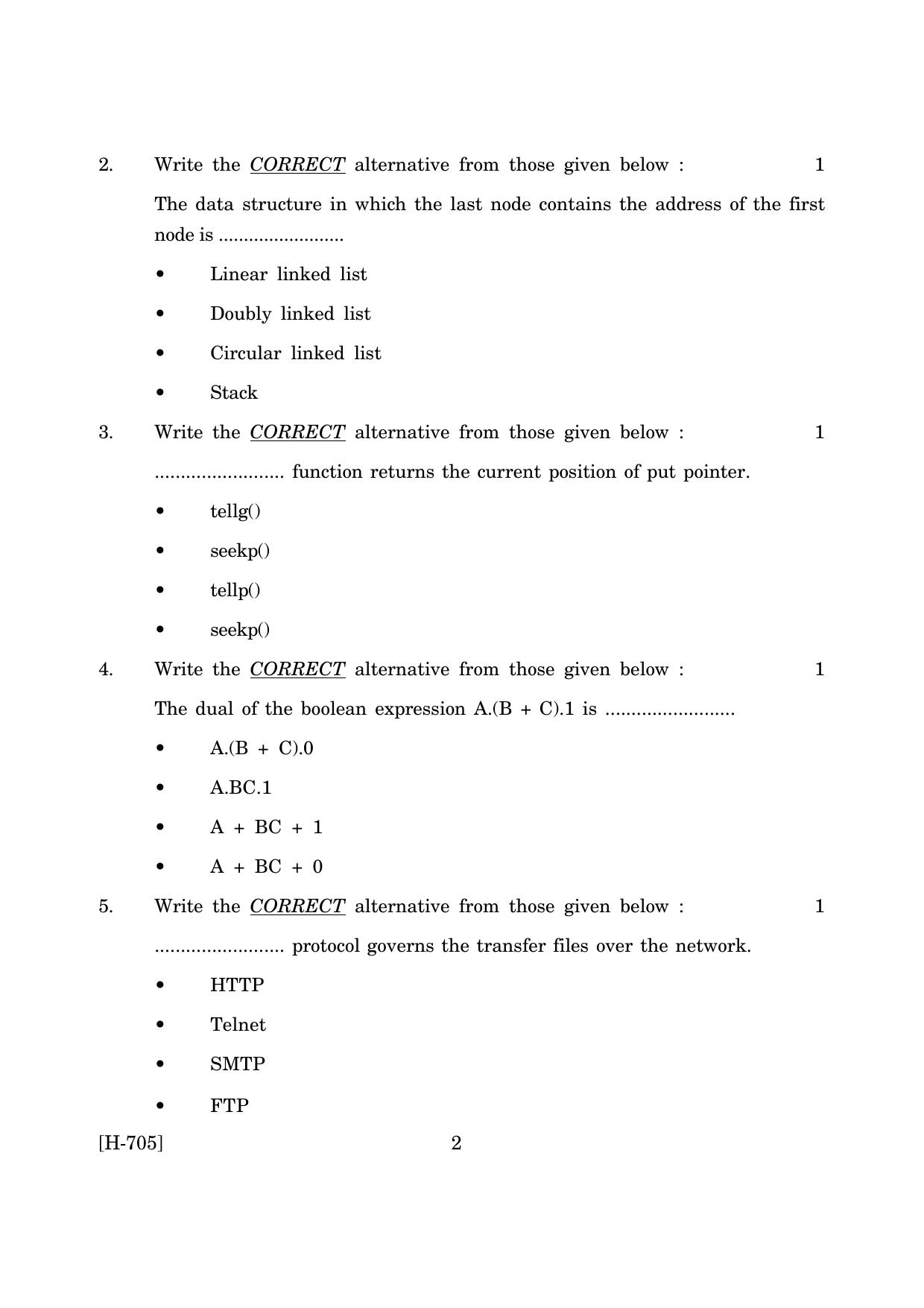 Goa Board Class 12 Computer Science   (June 2019) Question Paper - Page 2
