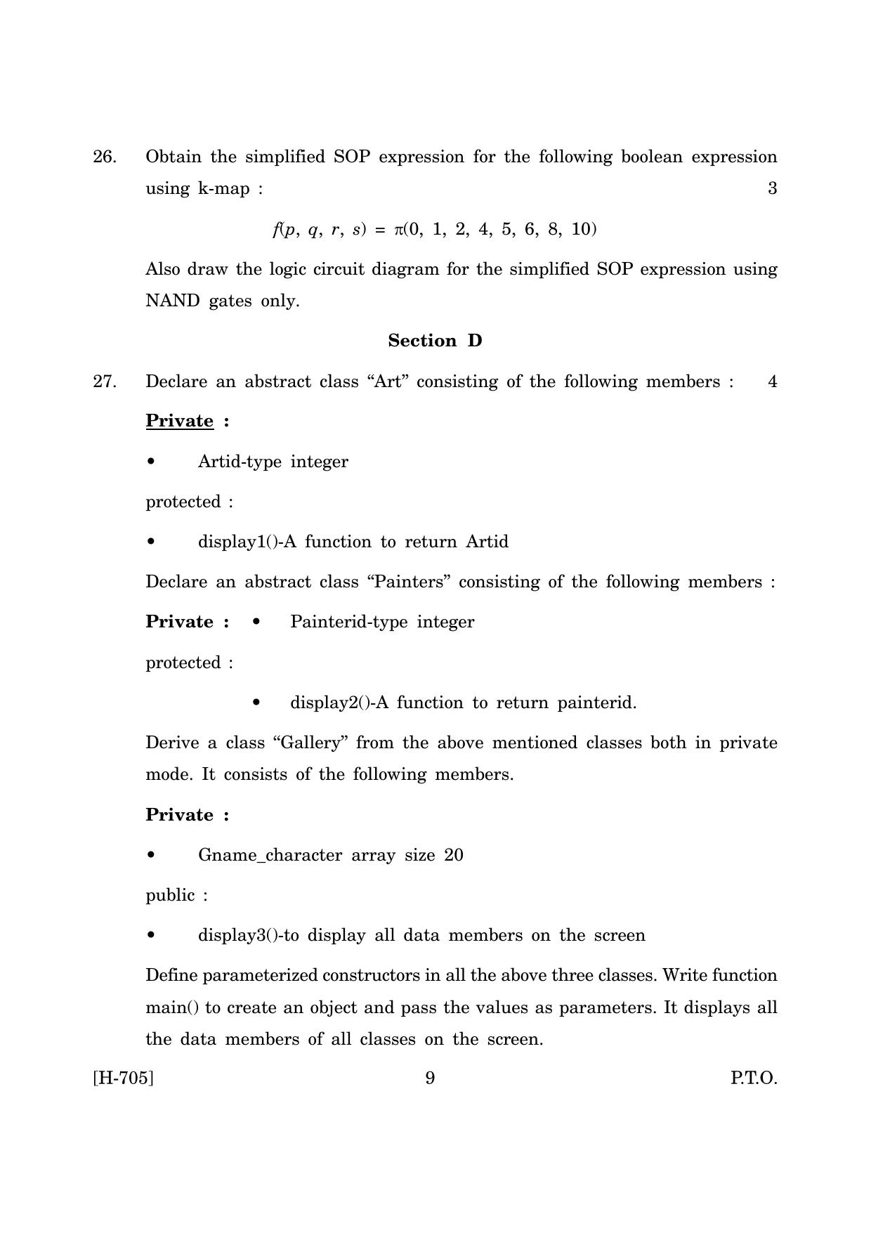Goa Board Class 12 Computer Science   (June 2019) Question Paper - Page 9