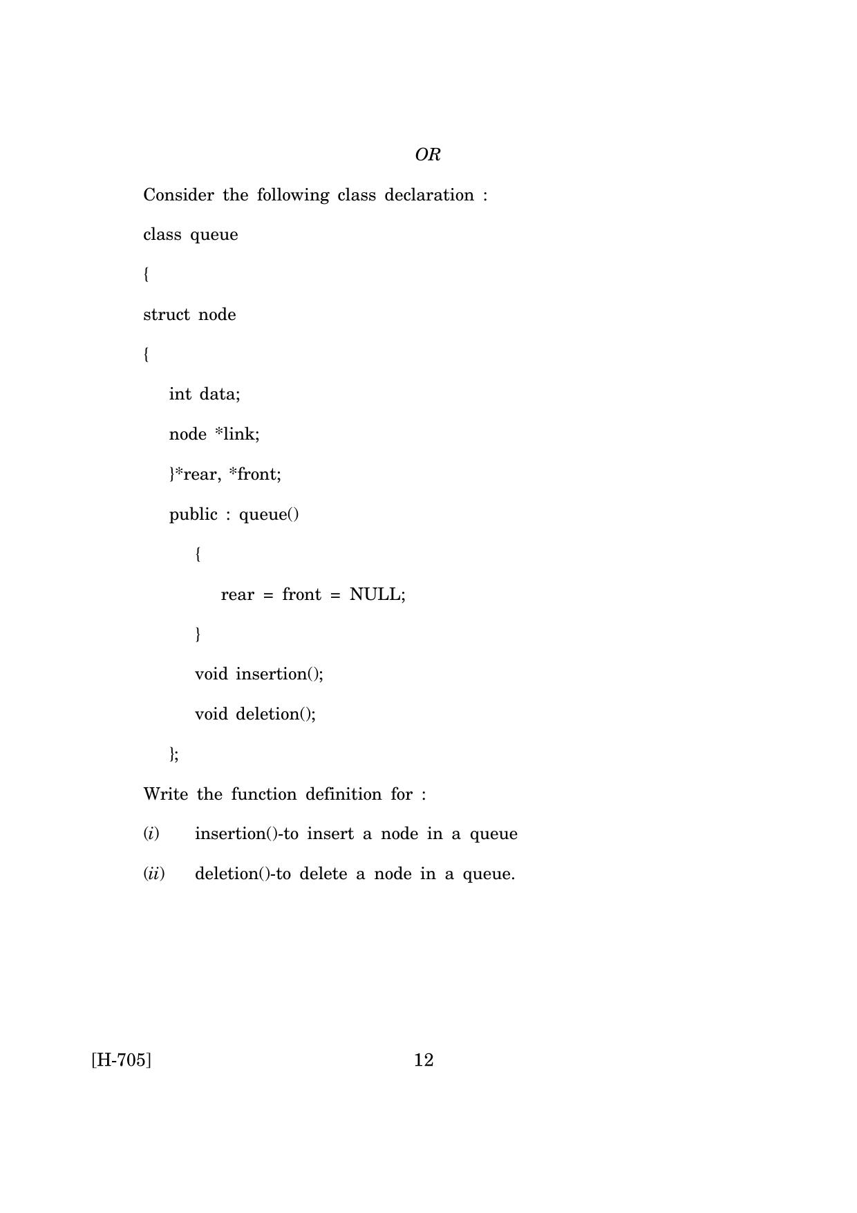 Goa Board Class 12 Computer Science   (June 2019) Question Paper - Page 12