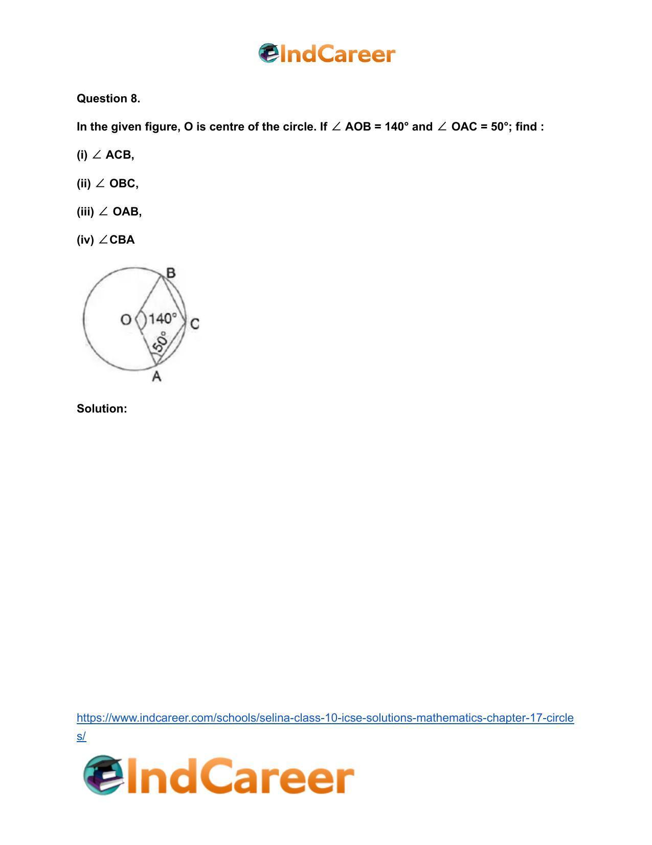 Selina Class 10 ICSE Solutions Mathematics : Chapter 17- Circles - Page 12