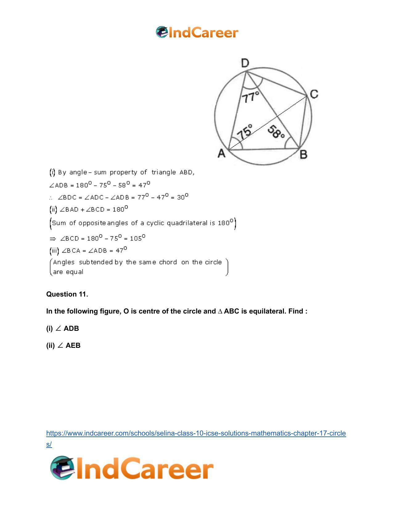 Selina Class 10 ICSE Solutions Mathematics : Chapter 17- Circles - Page 16