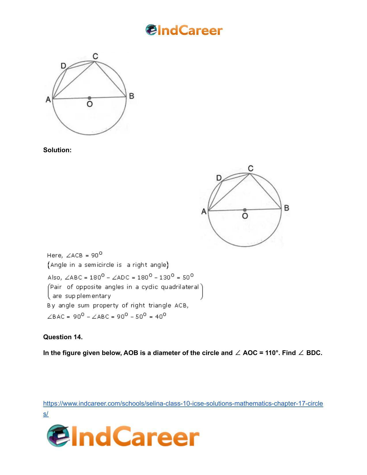 Selina Class 10 ICSE Solutions Mathematics : Chapter 17- Circles - Page 20